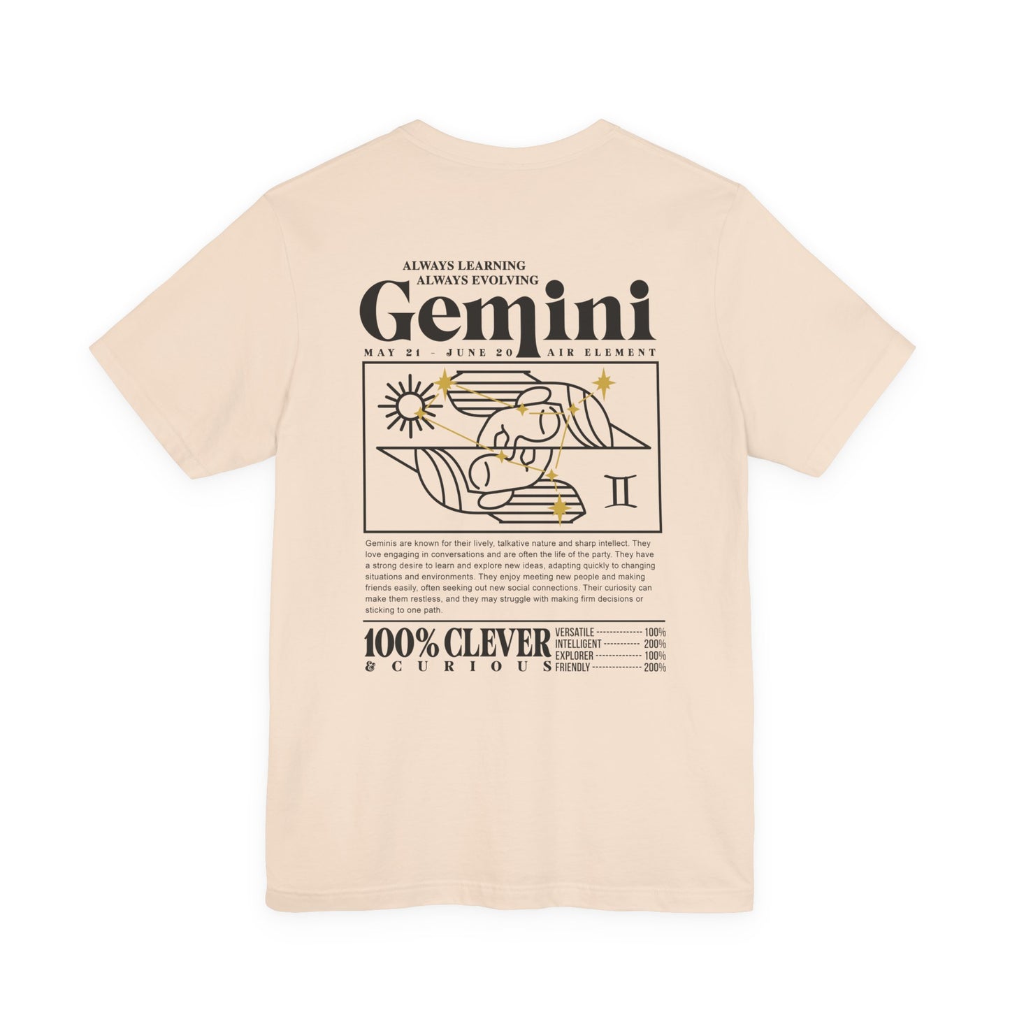 Gemini Zodiac T-Shirt – Clever and Curious Air Sign Graphic