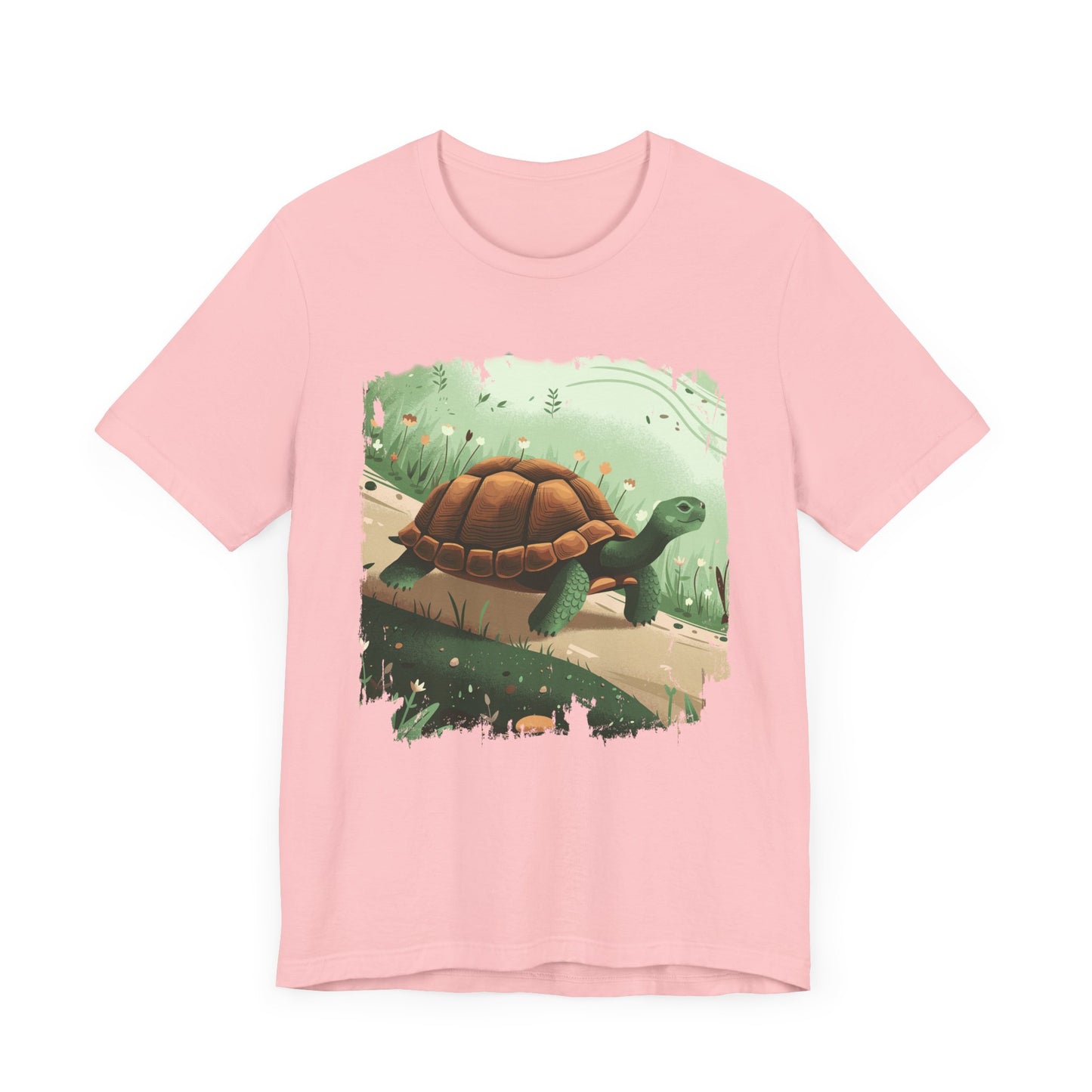 Brisk Tortoise Racing to the Finish Line with Breezy Green Pathway Graphic T-Shirt