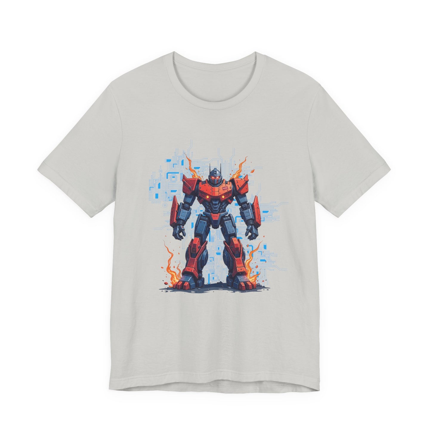 Ready for Anything – Robot Transformer on Fiery Ground Graphic T-Shirt