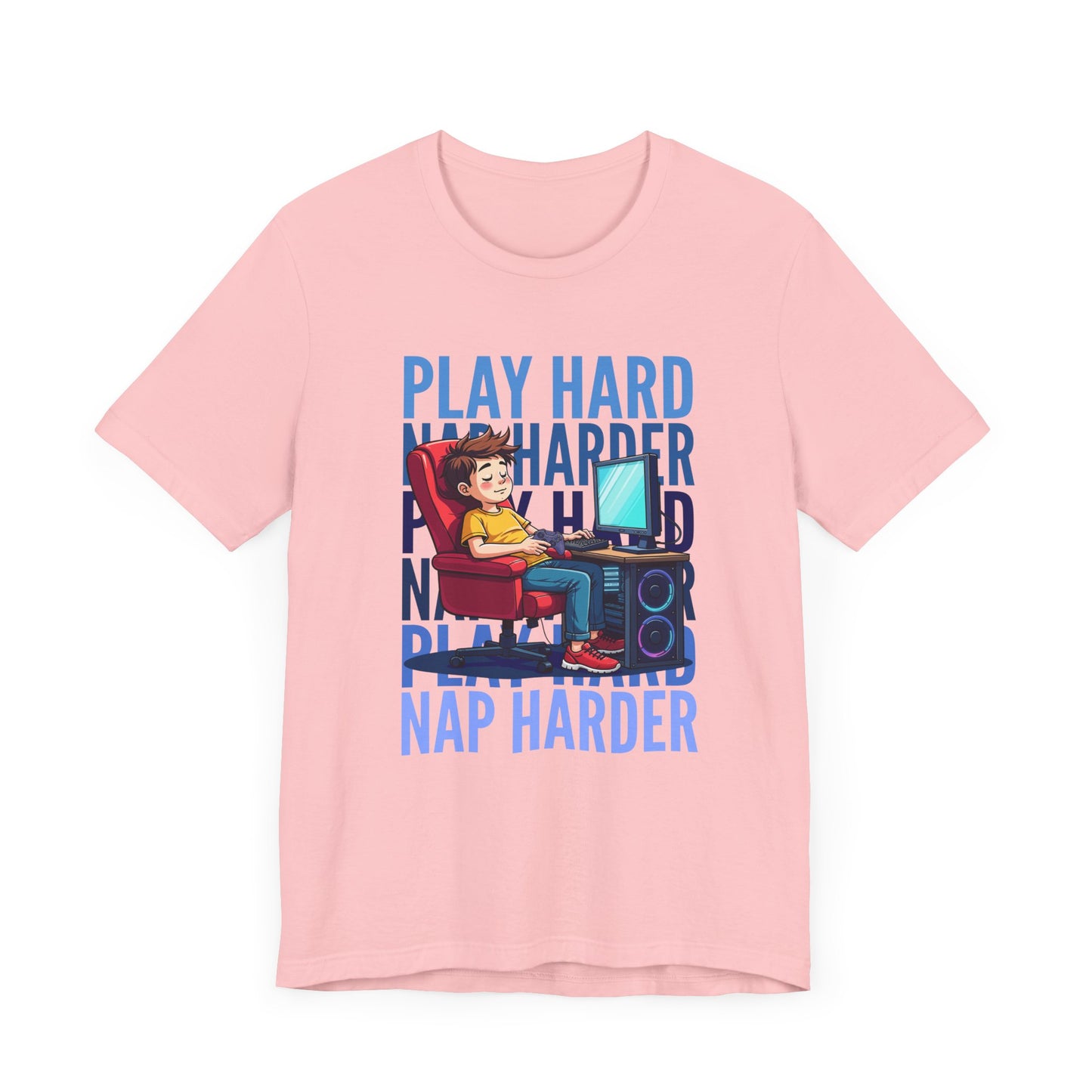 Play Hard Nap Harder Tee, Gamer Sleep Shirt, Funny Gaming Lifestyle Graphic, Controller Down Top, Sleepy Nerd Gift