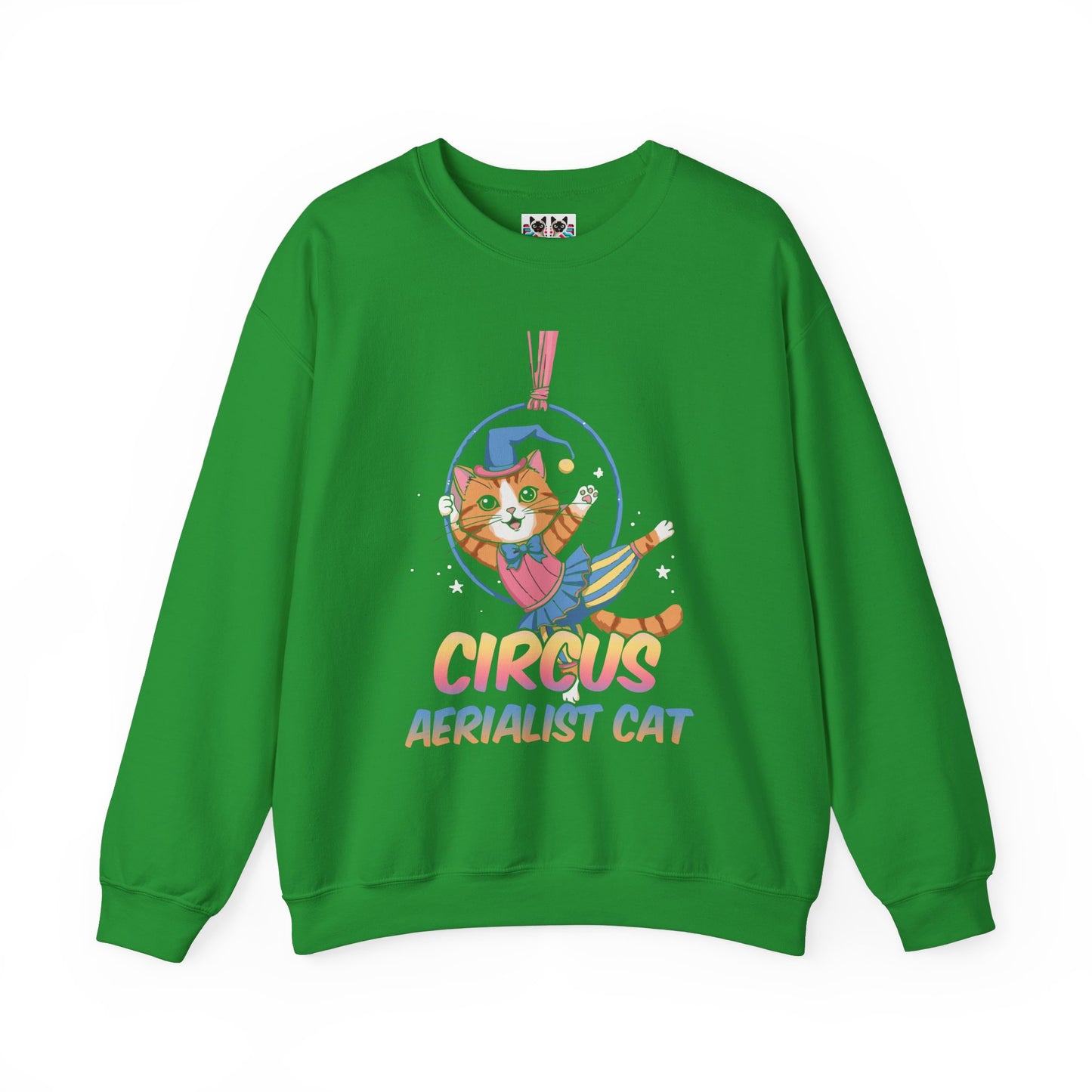 Circus Aerialist Cat - Cute and Funny Performer Crewneck Sweatshirt