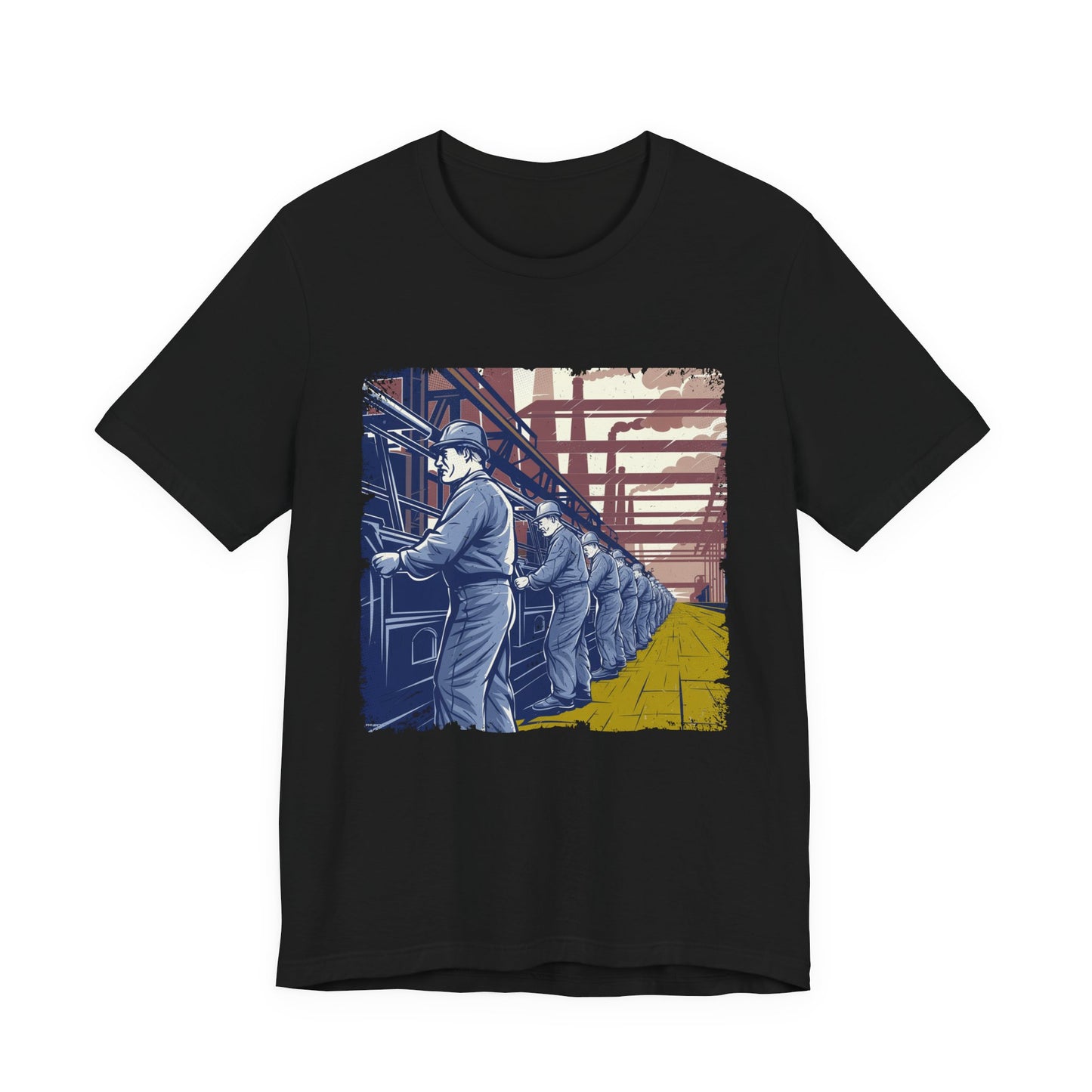 Factory Life, 1800s Edition Tshirt – Assembly Line Workers and Historic Factory Scene
