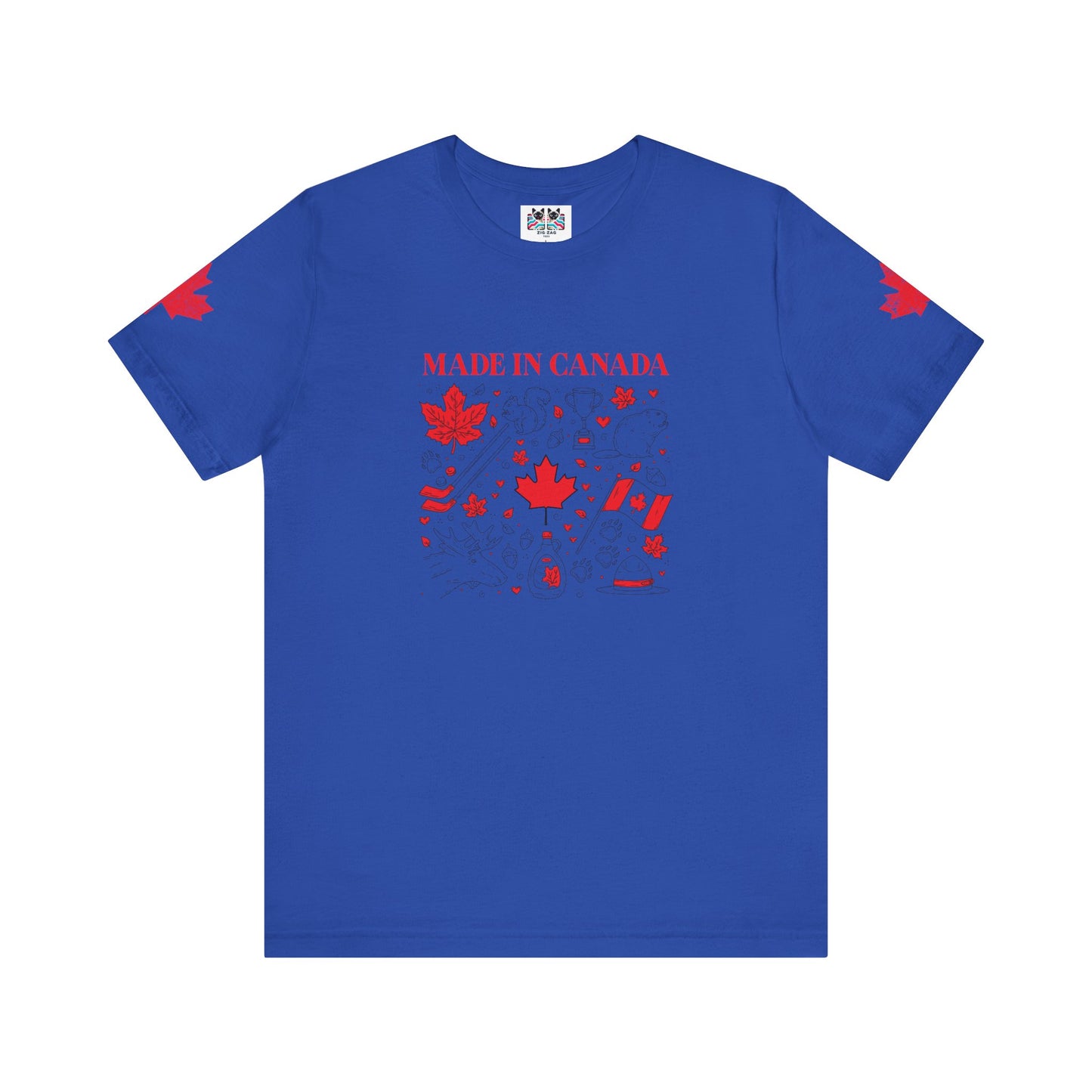Made In Canada Iconic Symbols - Red & Black outline Print T-Shirt