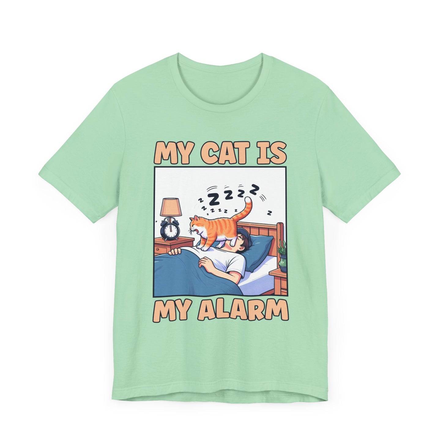 My Cat Is My Alarm Clock Shirt, Funny Cat Lover Tee, Pet Routine Humor T Shirt, Feline Morning Companion Apparel, Cute Cat Quote Top
