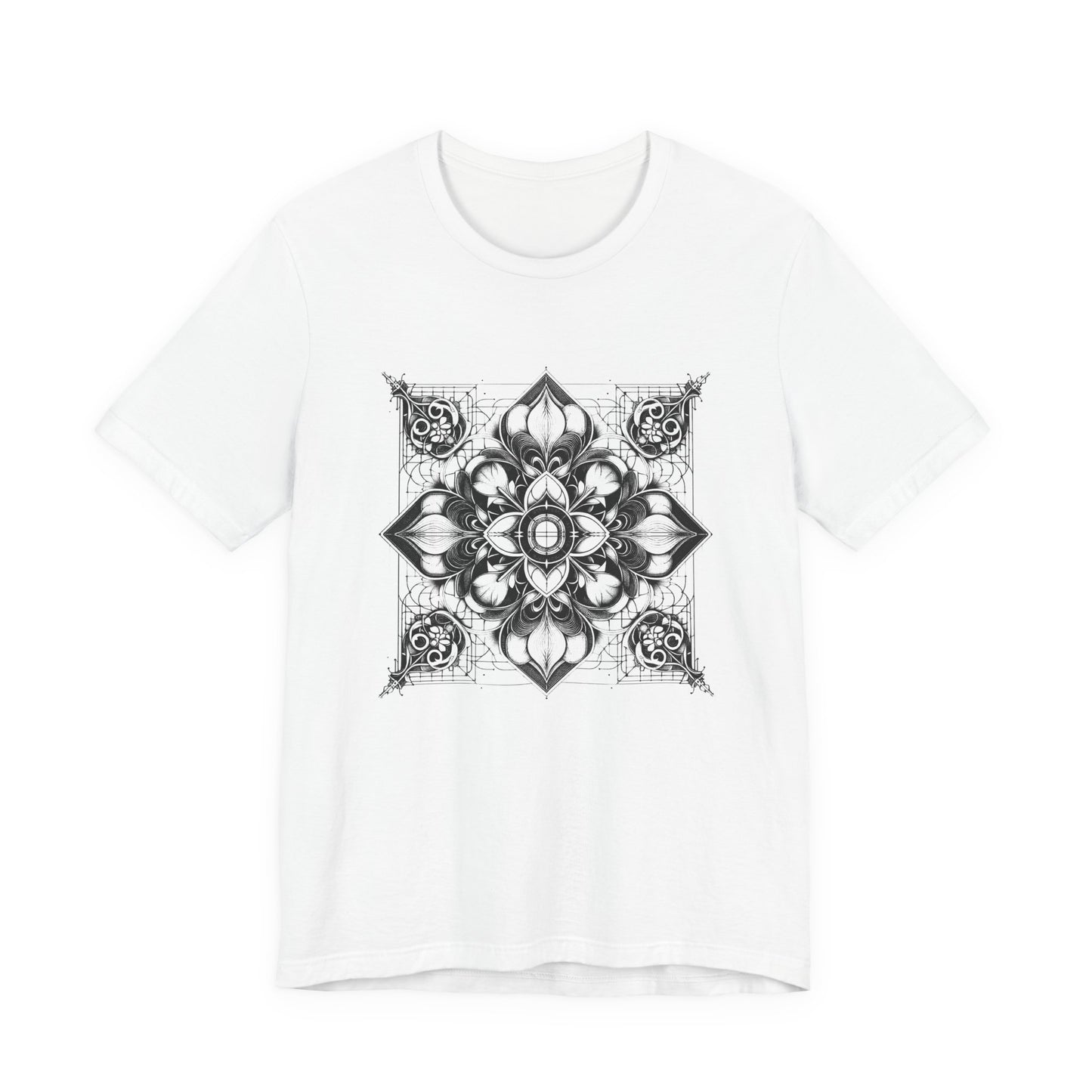 Monochrome Symmetry – Minimalist Geometric Pattern Graphic T-Shirt