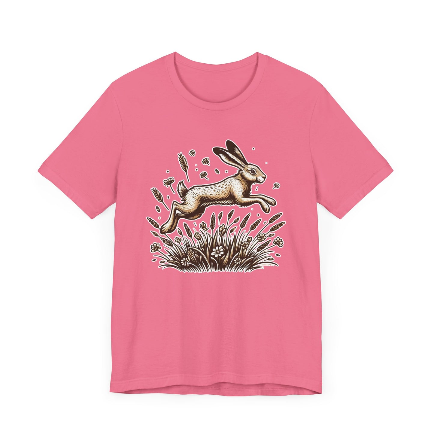 Leaping Lively Hare in Grain Field with Lush Grass Graphic T-Shirt