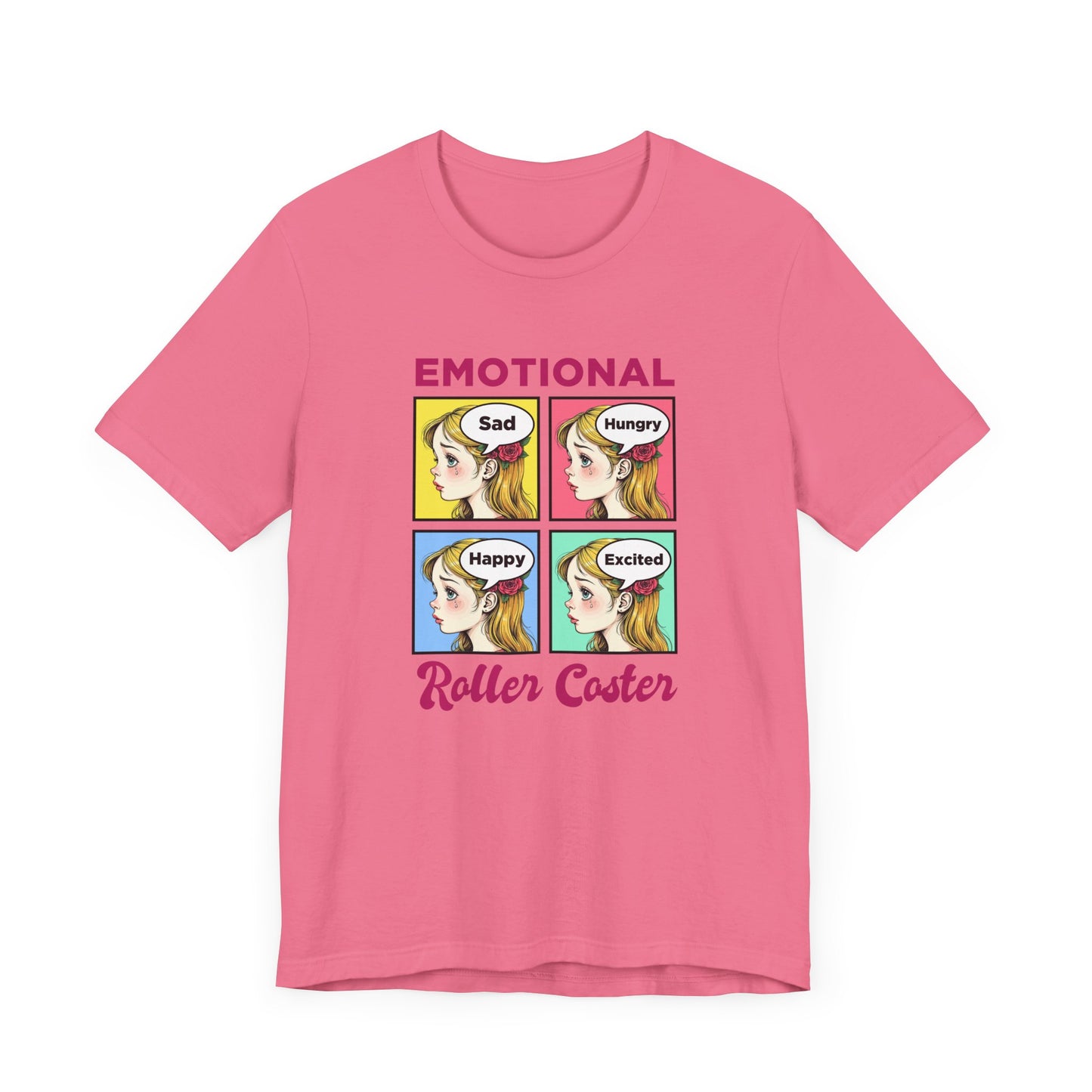 Emotional Roller Coaster – Four Faces, One Journey Graphic T-Shirt