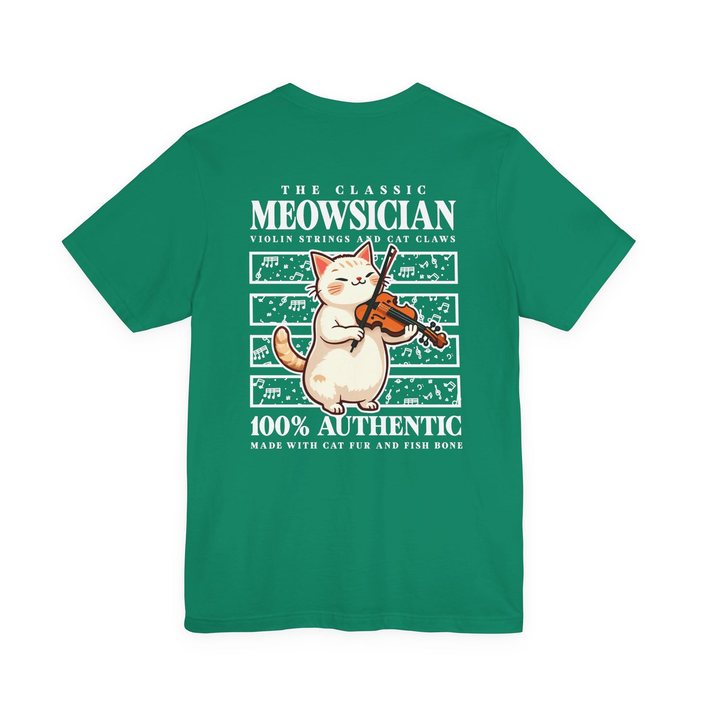 The Classic Meowsician T-Shirt – Cat & Violin Music Notes Fun Graphic
