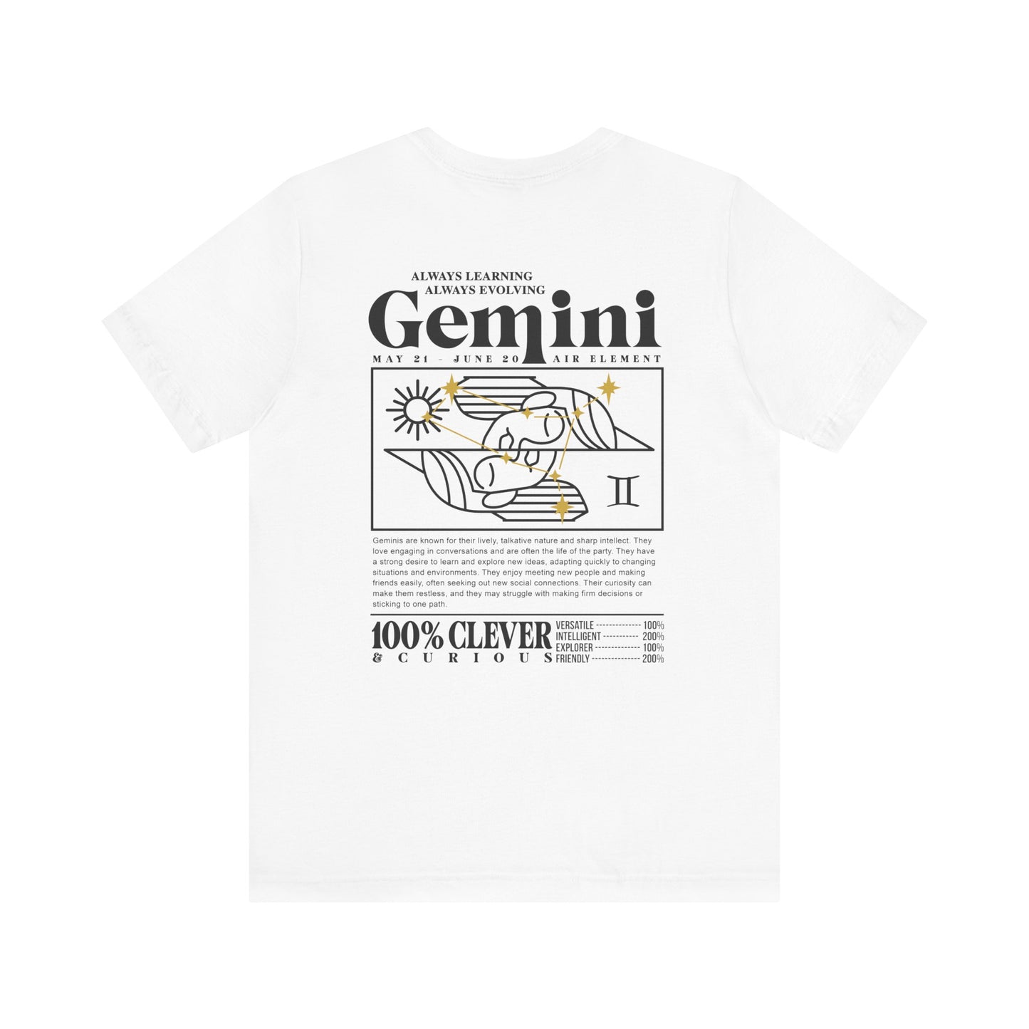 Gemini Zodiac T-Shirt – Clever and Curious Air Sign Graphic