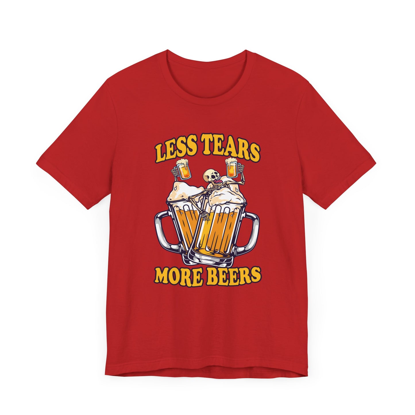 Less Tears More Beers Tee, Beer Lover Humor Shirt, Pub Life Graphic Tee, Funny Alcohol Mood Top, Chill and Cheer Gift