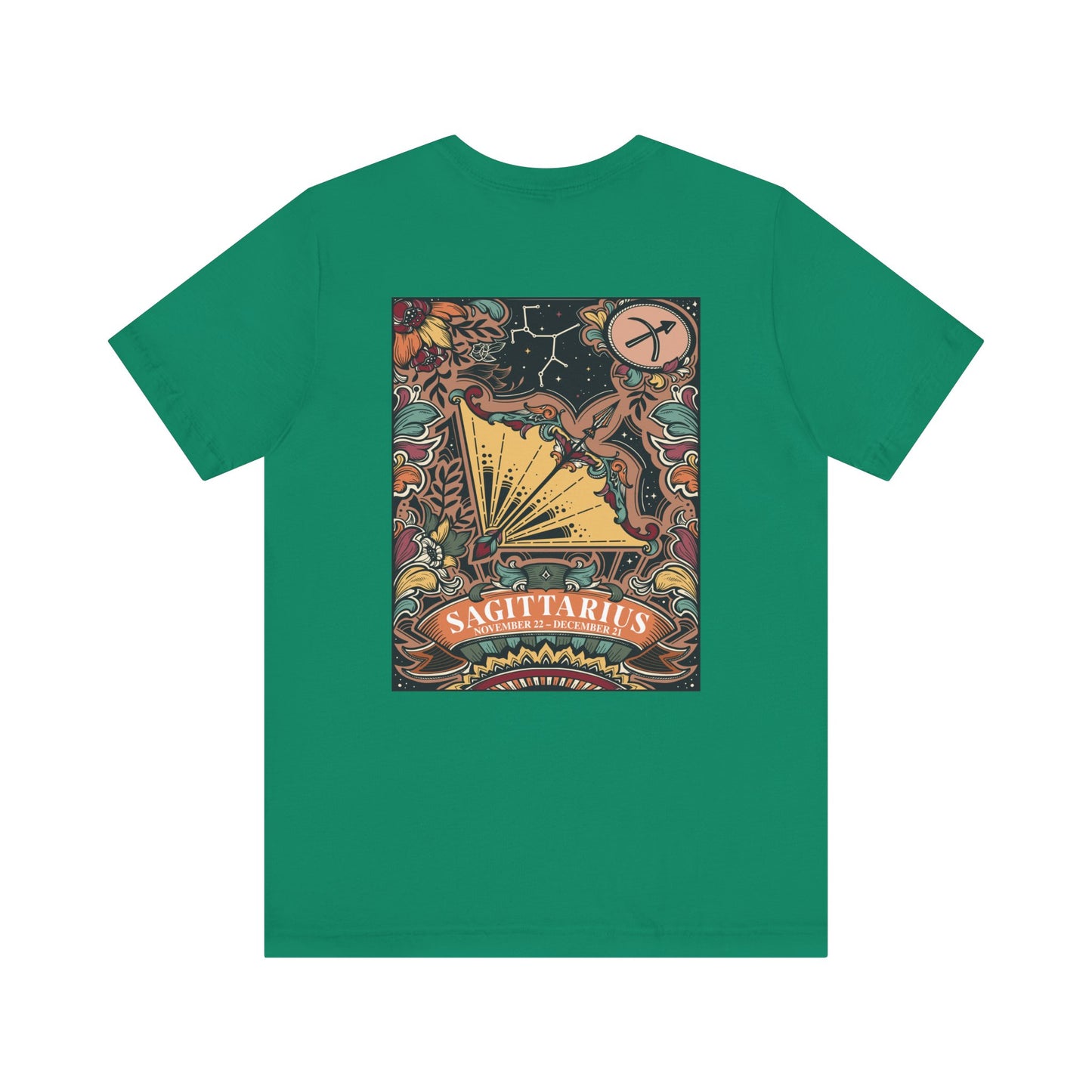 Sagittarius Zodiac T-Shirt – Constellation and Abstract Floral Design