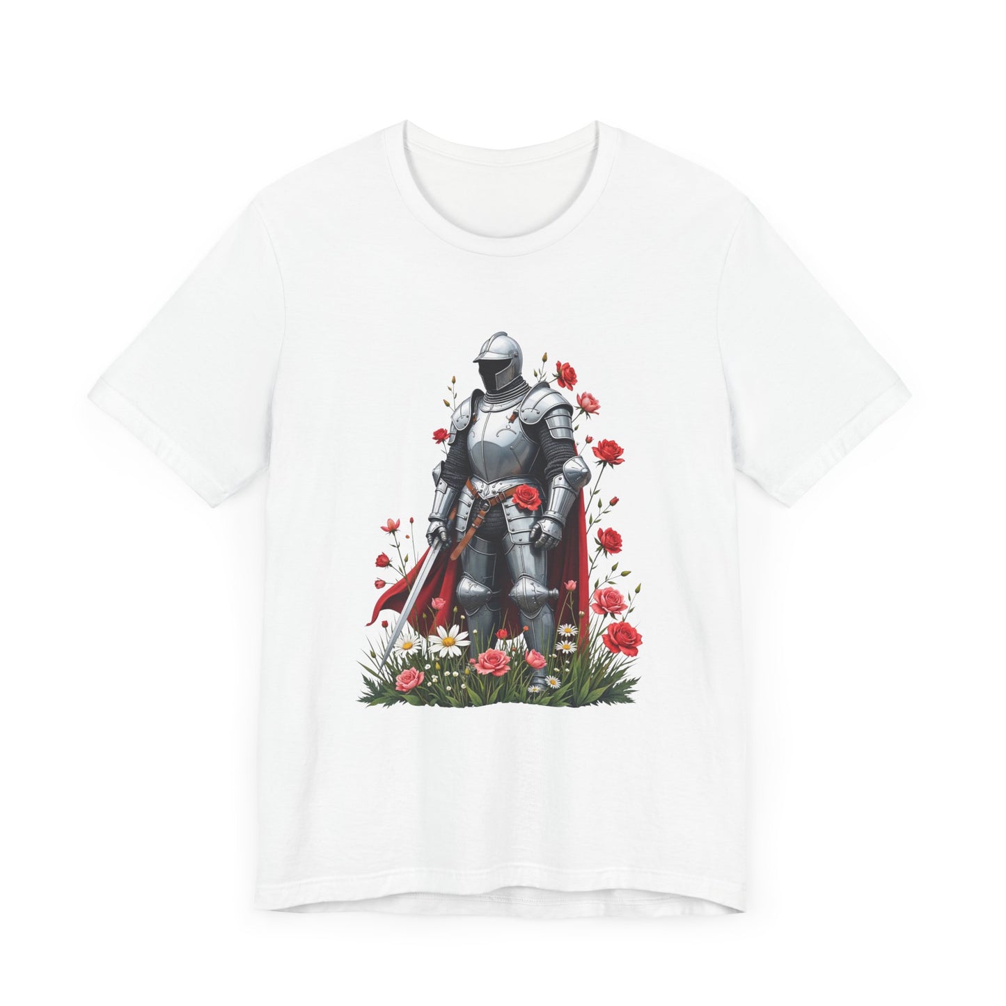Medieval Knight and Roses Graphic Shirt – Strength and Beauty
