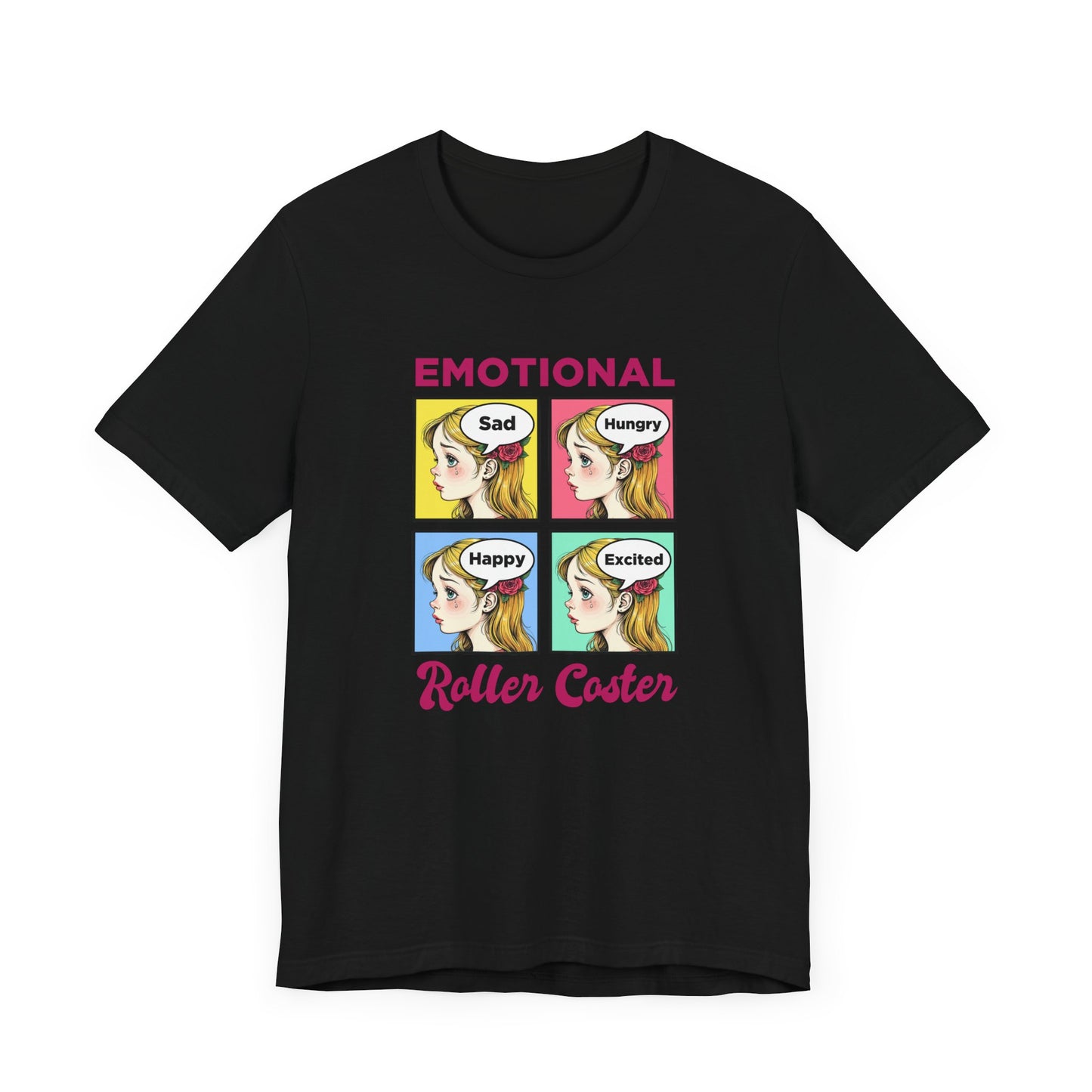 Emotional Roller Coaster – Four Faces, One Journey Graphic T-Shirt