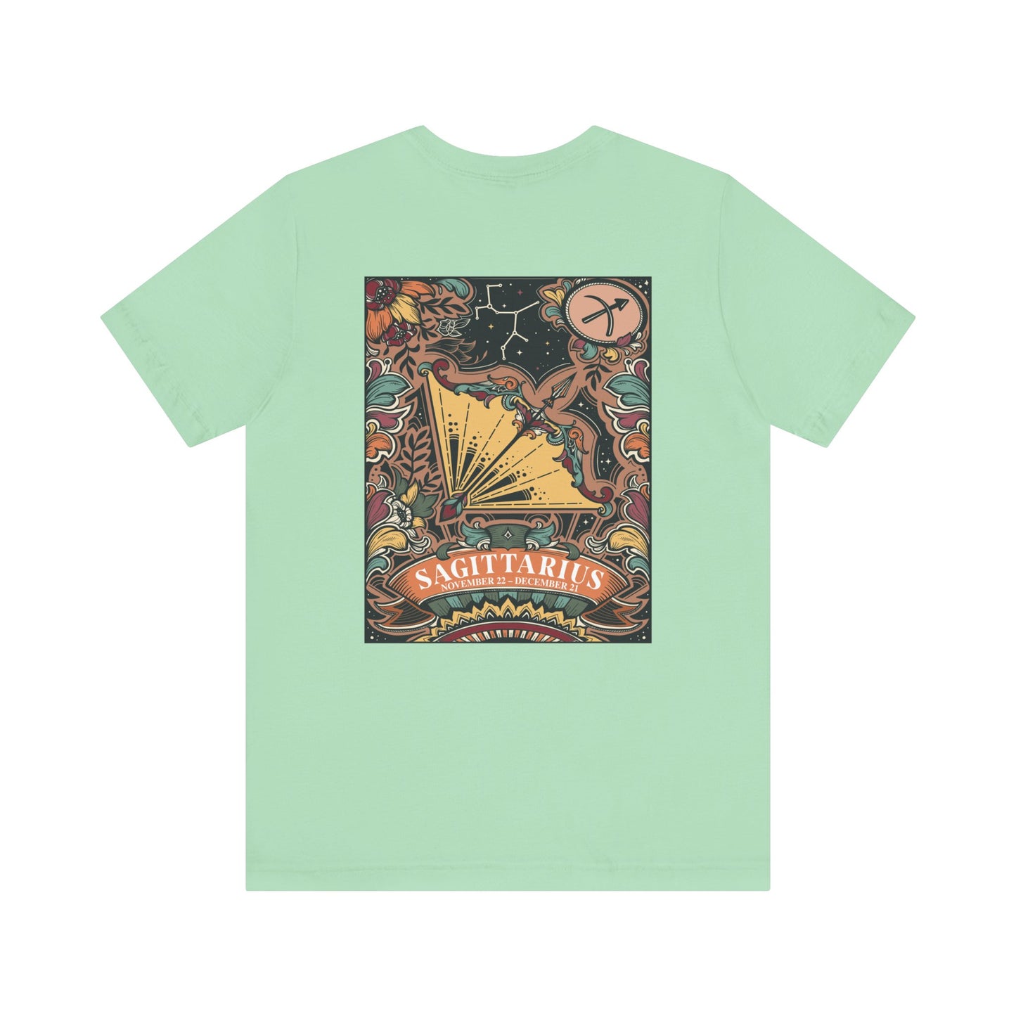 Sagittarius Zodiac T-Shirt – Constellation and Abstract Floral Design