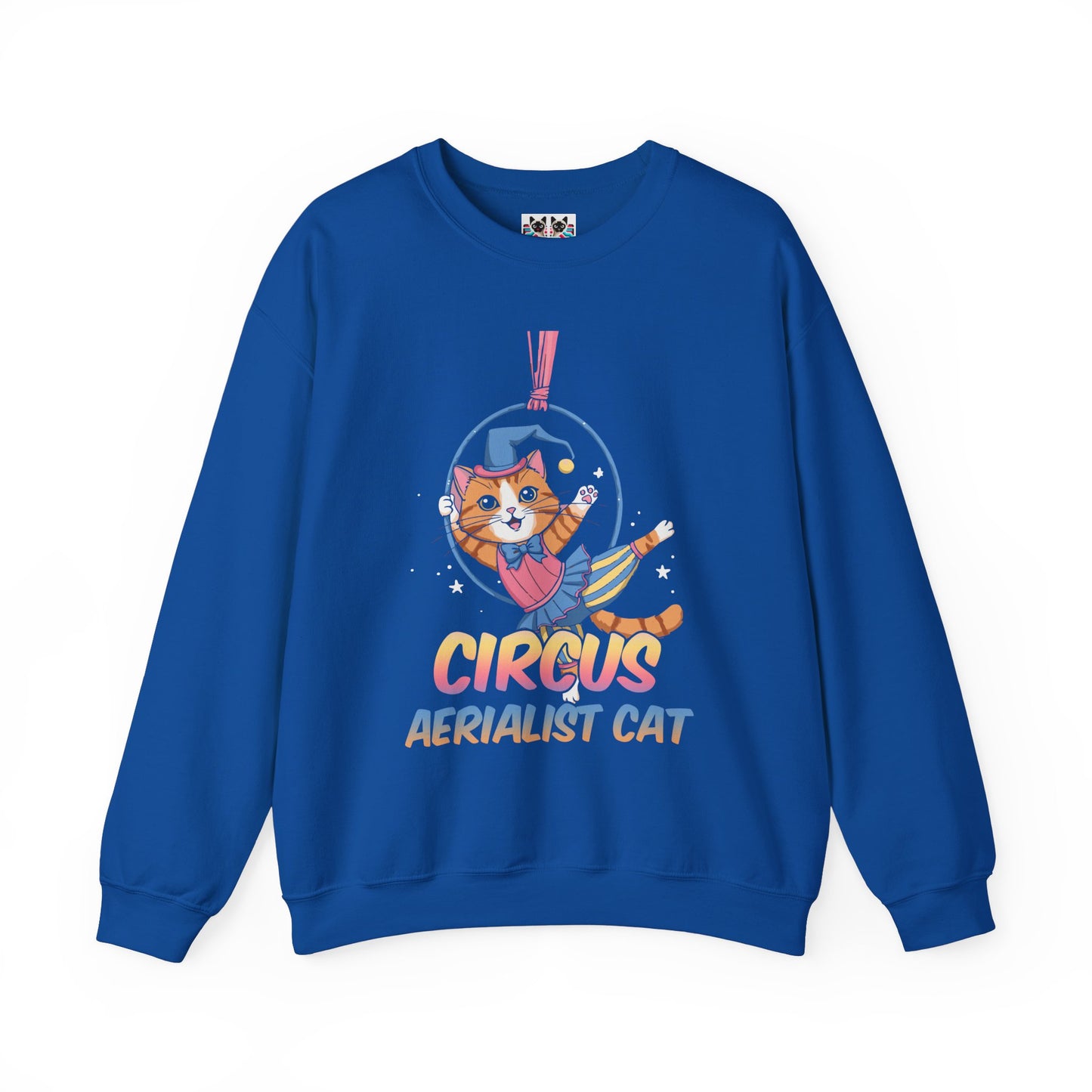 Circus Aerialist Cat - Cute and Funny Performer Crewneck Sweatshirt