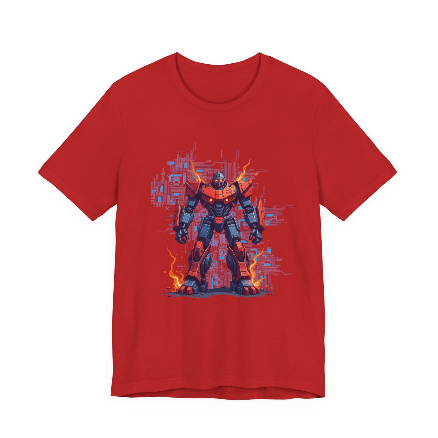 Ready for Anything – Robot Transformer on Fiery Ground Graphic T-Shirt