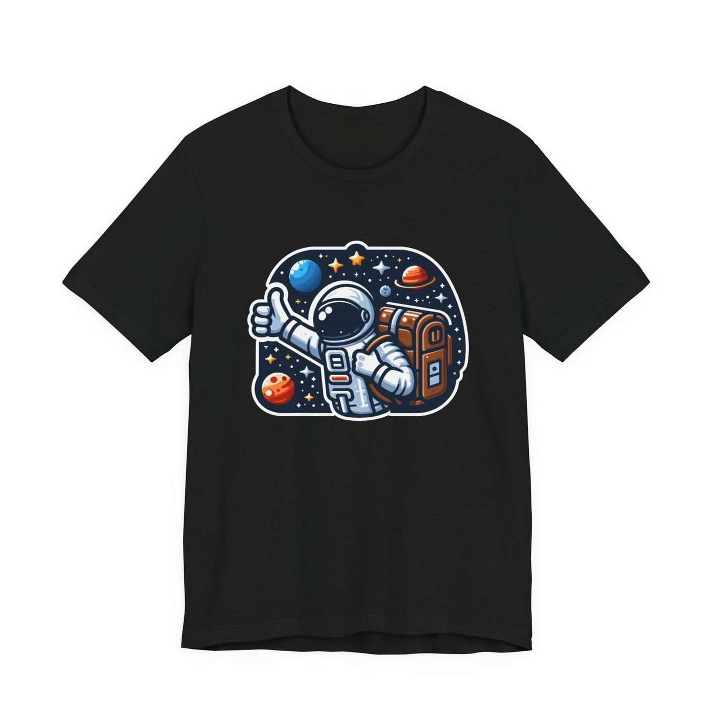 Astronaut Galaxy Hitchhiker T-Shirt – Cosmic Adventure in Space