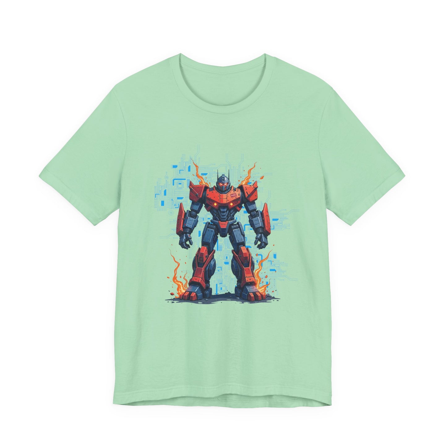 Ready for Anything – Robot Transformer on Fiery Ground Graphic T-Shirt