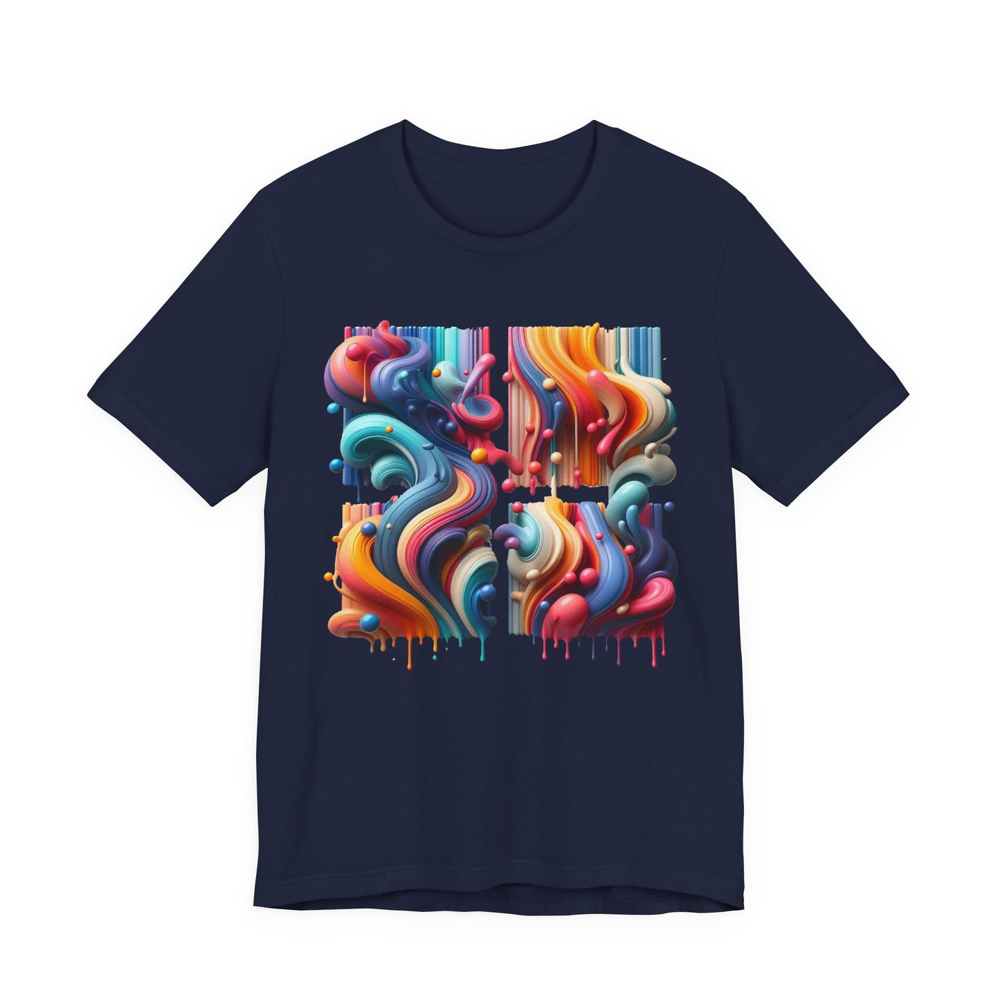 Drip Fusion Squares – Colorful Abstract Drip Art T-Shirt