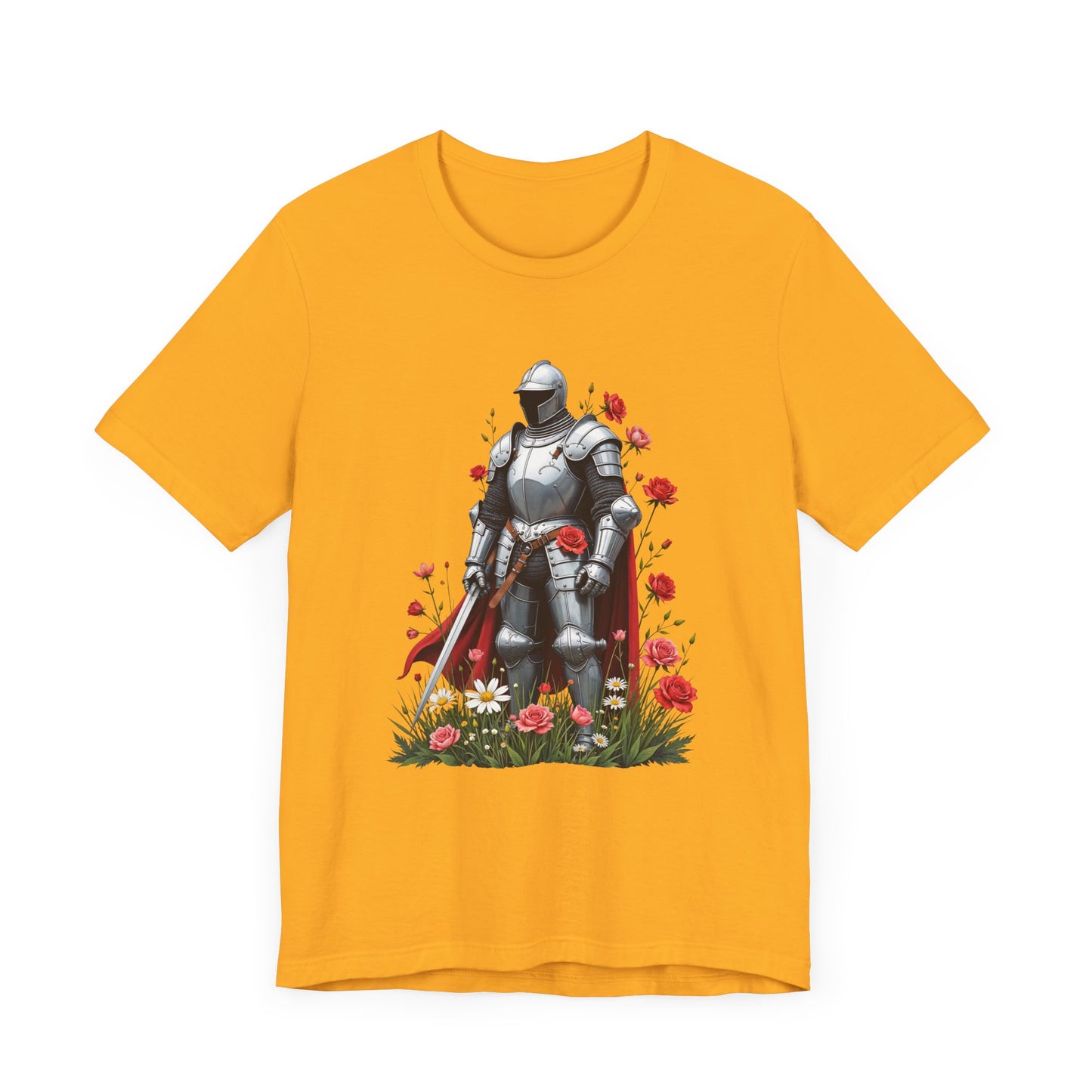 Medieval Knight and Roses Graphic Shirt – Strength and Beauty