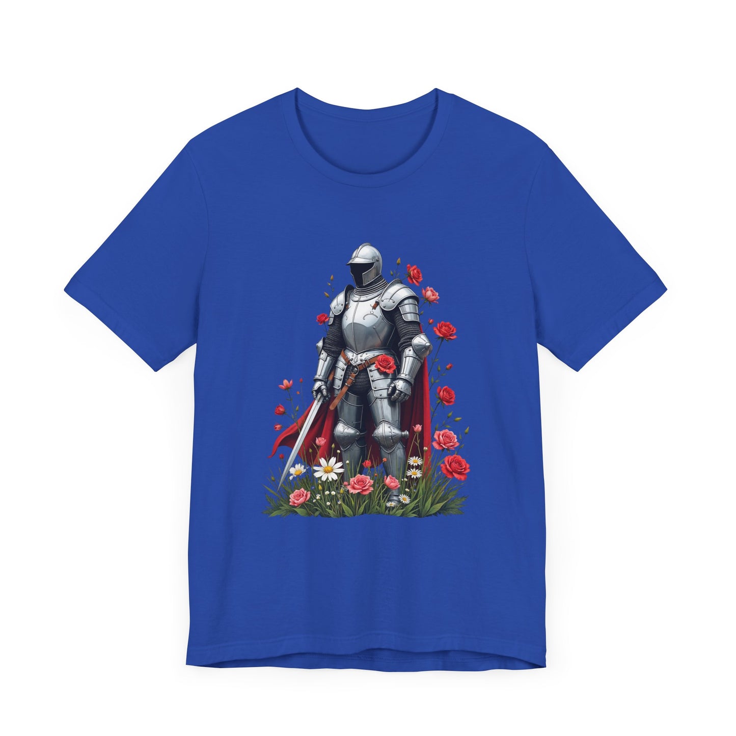 Medieval Knight and Roses Graphic Shirt – Strength and Beauty