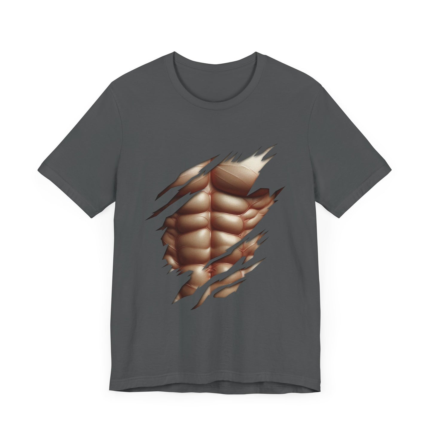 Fake Muscles Shirt, Ripped Chest Costume Tee, Six Pack Abs Funny Graphic T Shirt, Joke Fitness Apparel, Party Costume Gym Gag Top