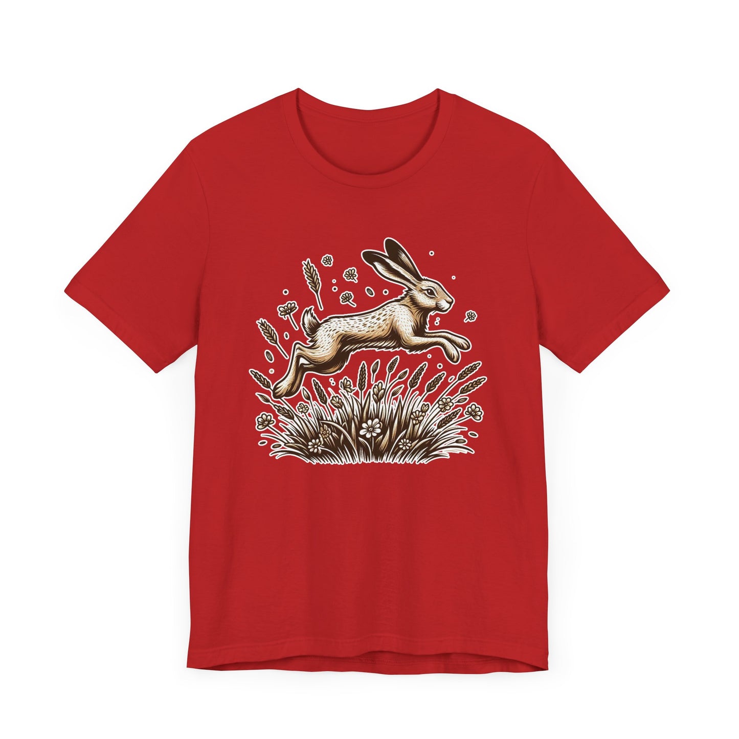 Leaping Lively Hare in Grain Field with Lush Grass Graphic T-Shirt