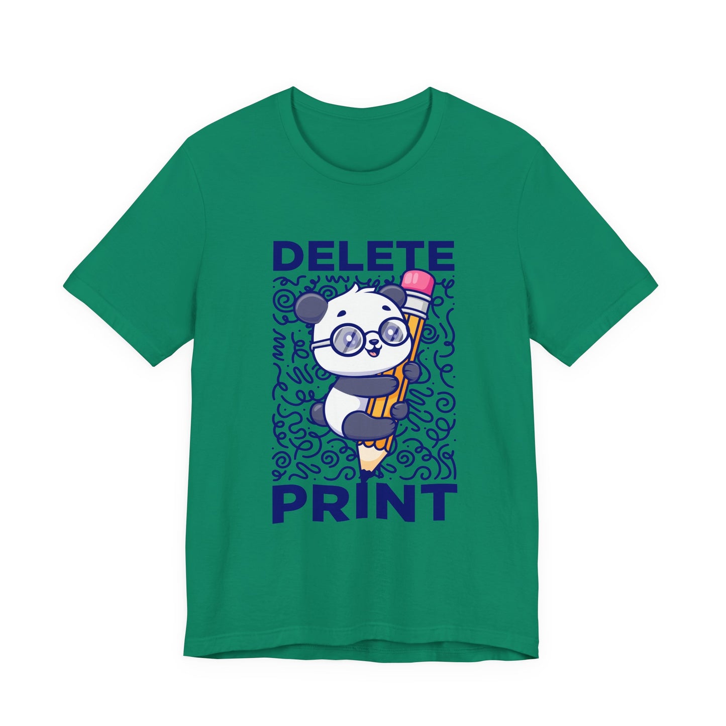 Delete Print T-Shirt – Cute Puppy Hugging Giant Pencil Graphic Tee