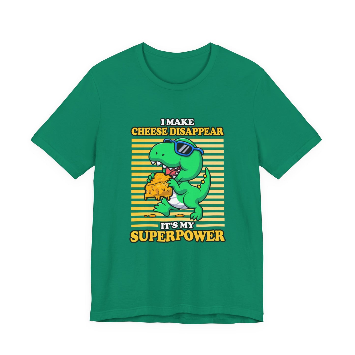 I Make Cheese Disappear T-Shirt – Cool Dinosaur With Sunglasses Running Away Humor Graphic Tee