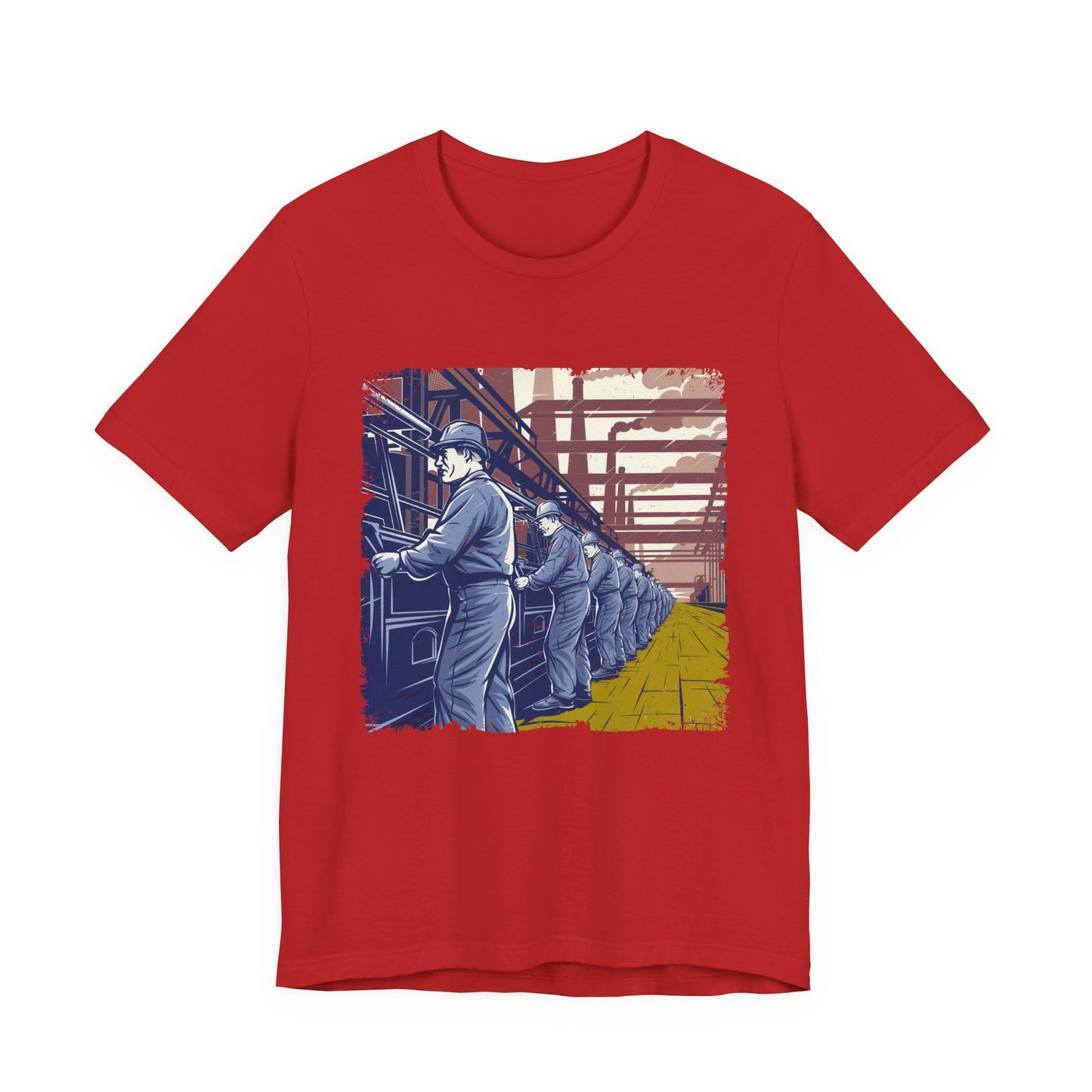 Factory Life, 1800s Edition Tshirt – Assembly Line Workers and Historic Factory Scene
