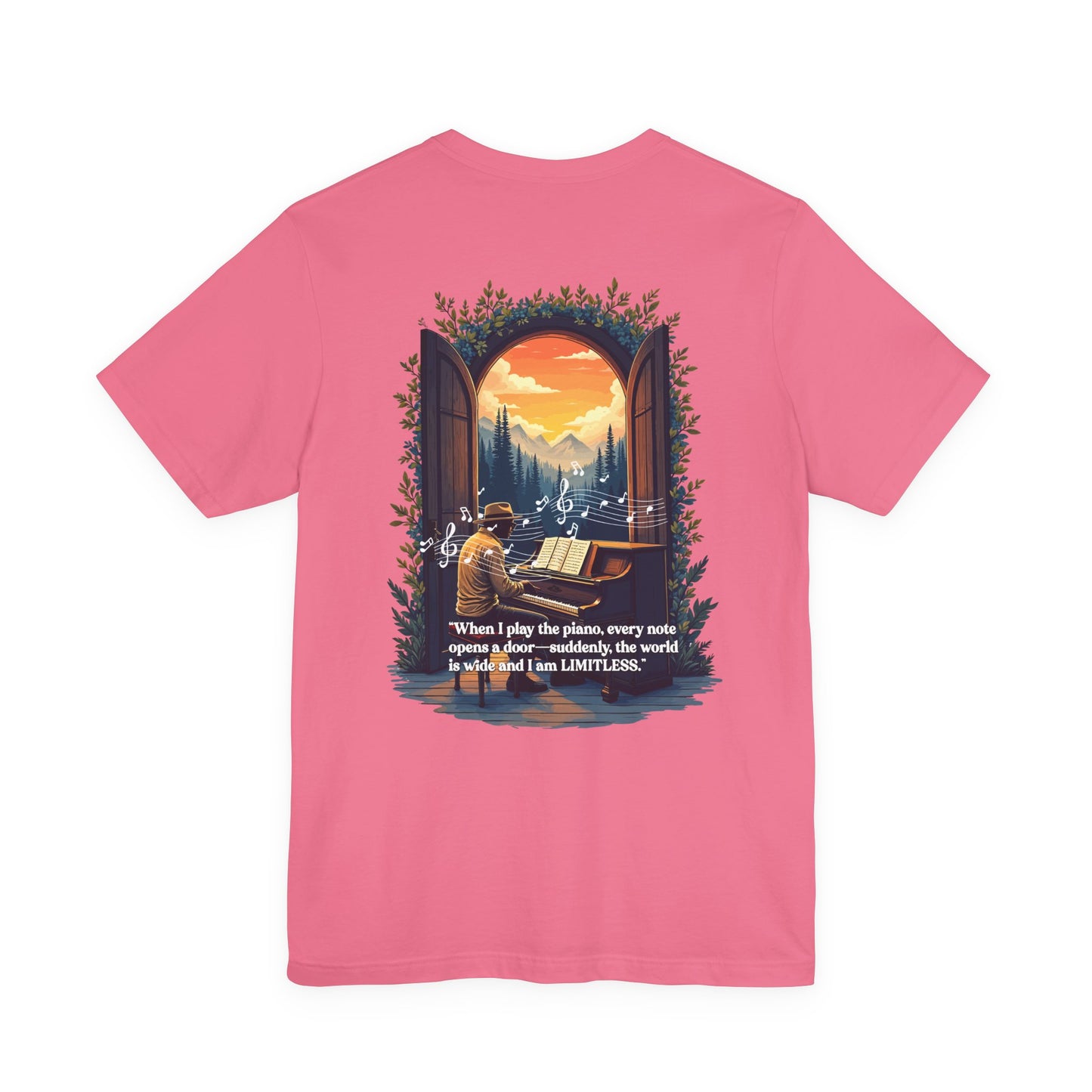 Limitless T-Shirt – Inspirational Piano and Nature Doorway Design