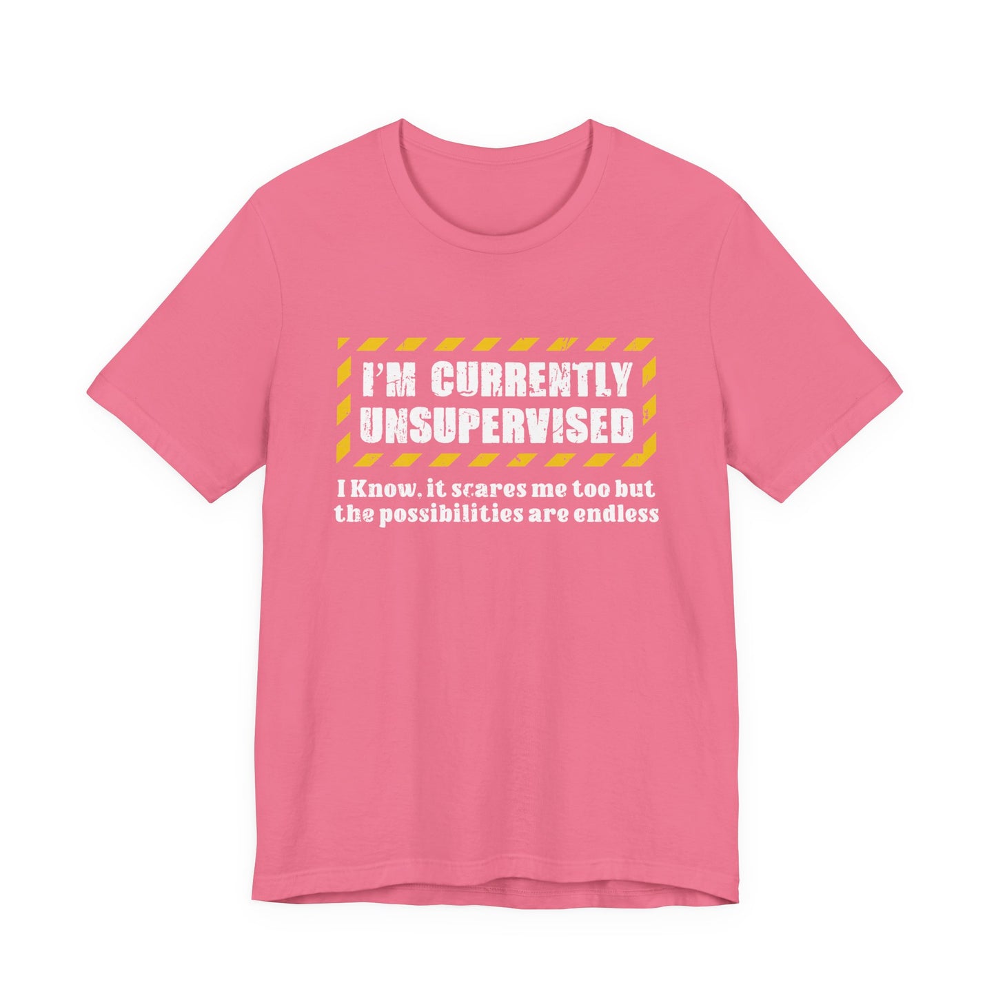 Currently Unsupervised T-Shirt – Funny Caution Alert Humorous Graphic Tee