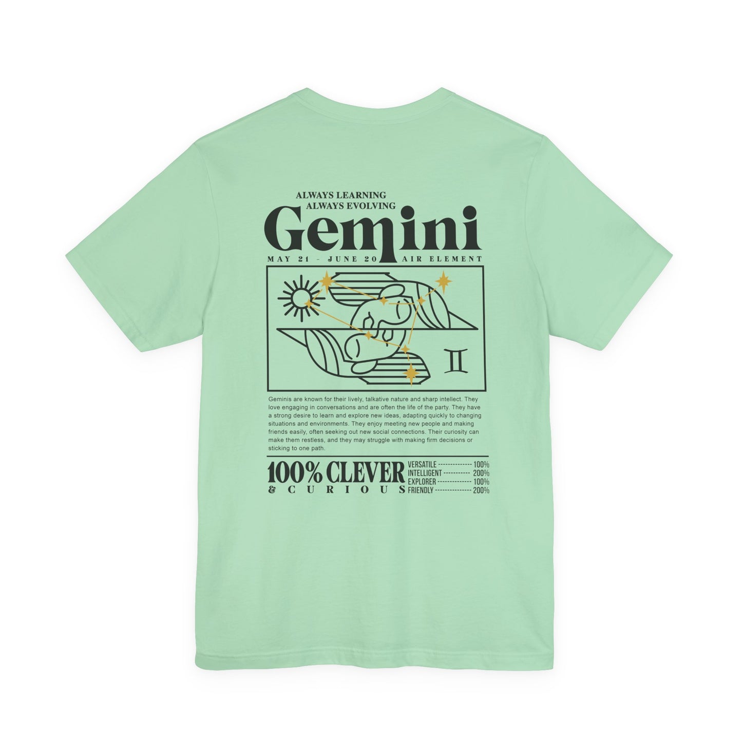 Gemini Zodiac T-Shirt – Clever and Curious Air Sign Graphic