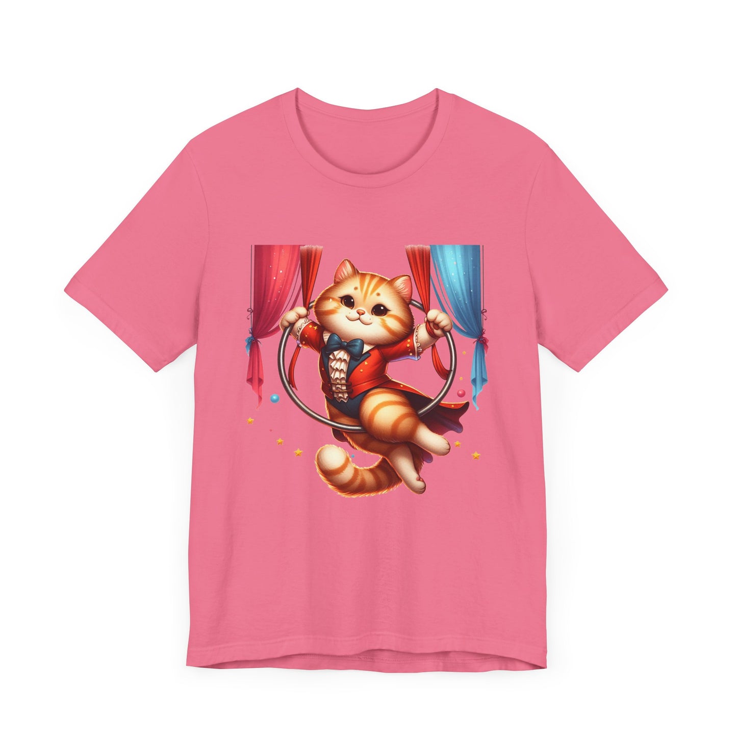 Circus Aerialist Cat Shirt, Funny Trapeze Performer Tee, Acrobatic Pet Graphic T Shirt, Quirky Performer Humor Apparel, Flying Cat Top