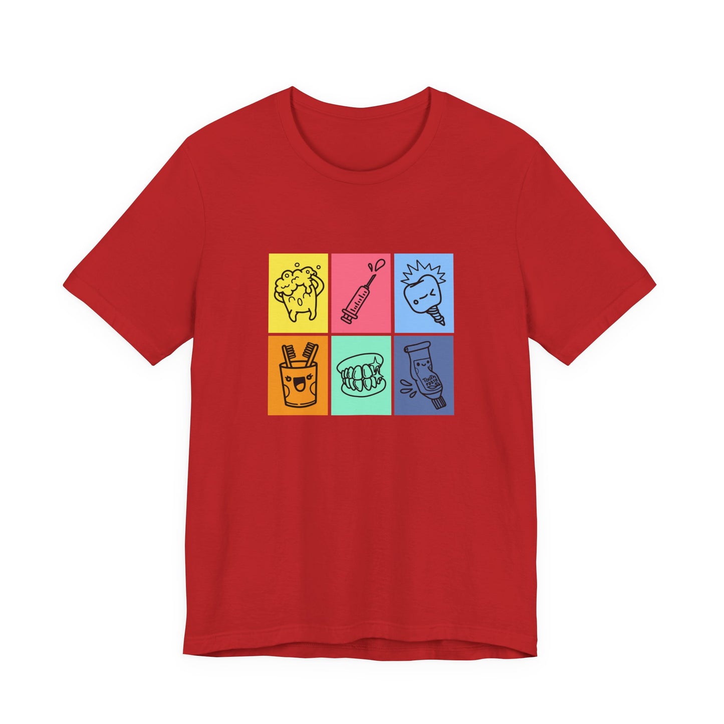 Colorful Dental Fun T Shirt Six Box Tooth Bath Syringe Implant Smile Toothpaste