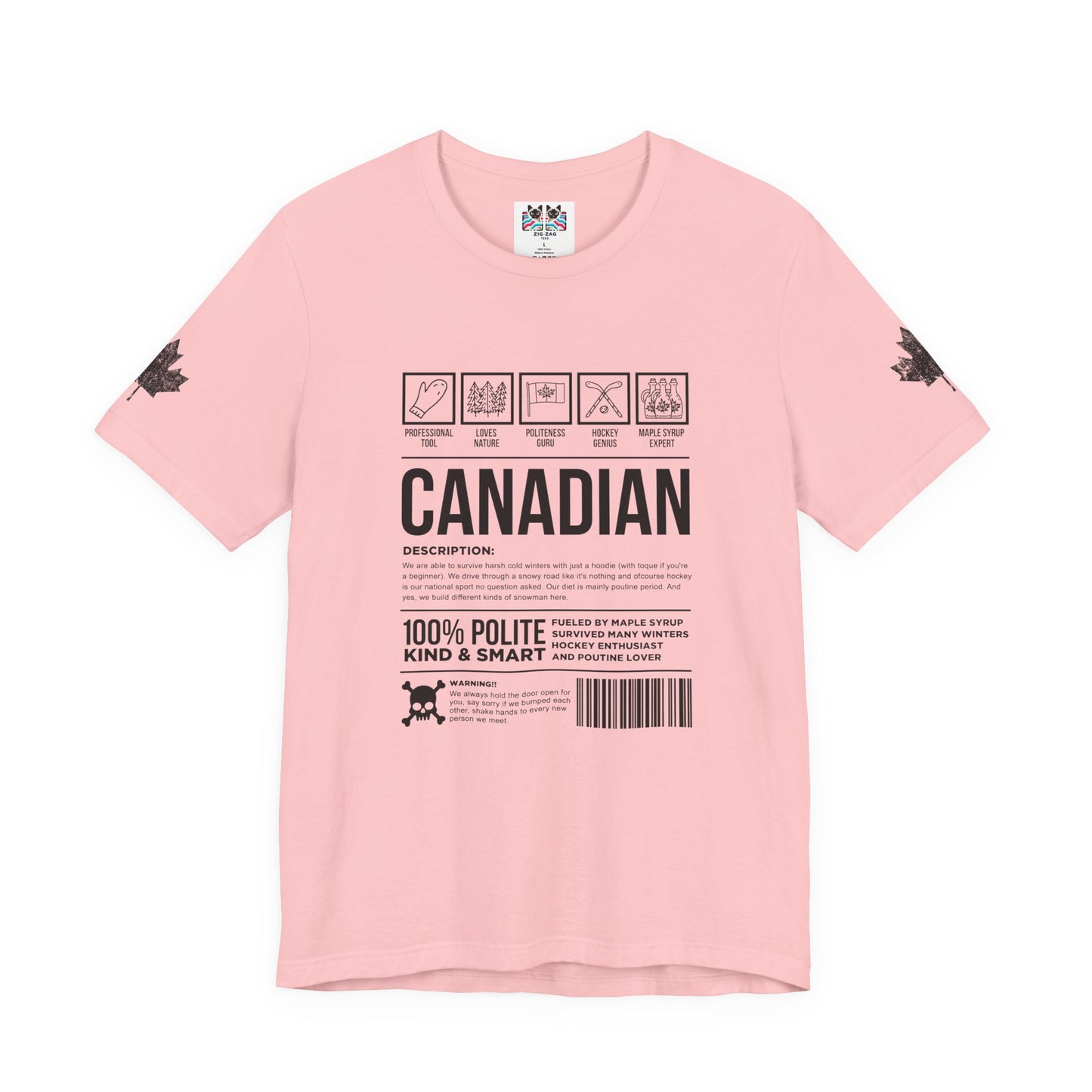 Canadian Traits Nutrition Facts - Black Print T-Shirt