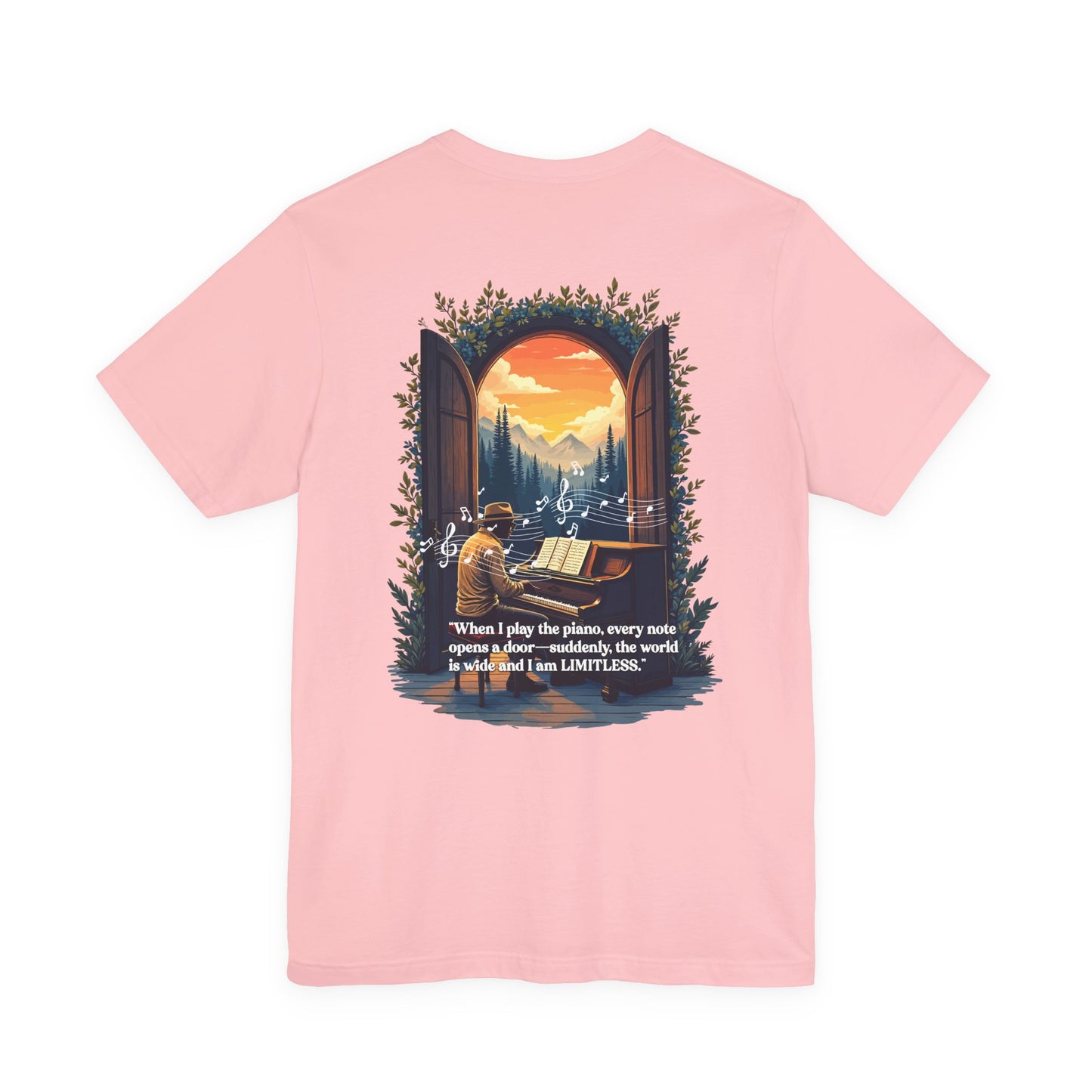 Limitless T-Shirt – Inspirational Piano and Nature Doorway Design