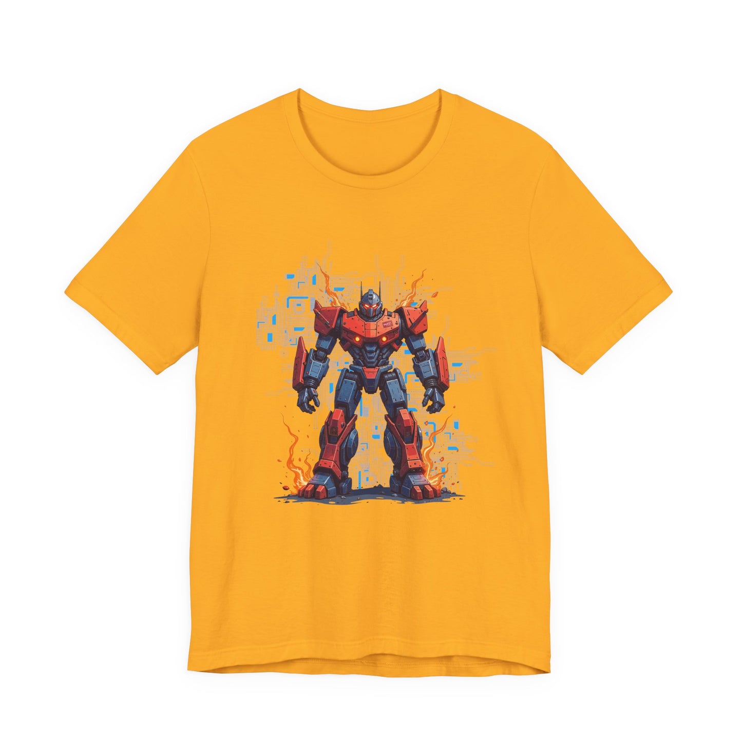 Ready for Anything – Robot Transformer on Fiery Ground Graphic T-Shirt