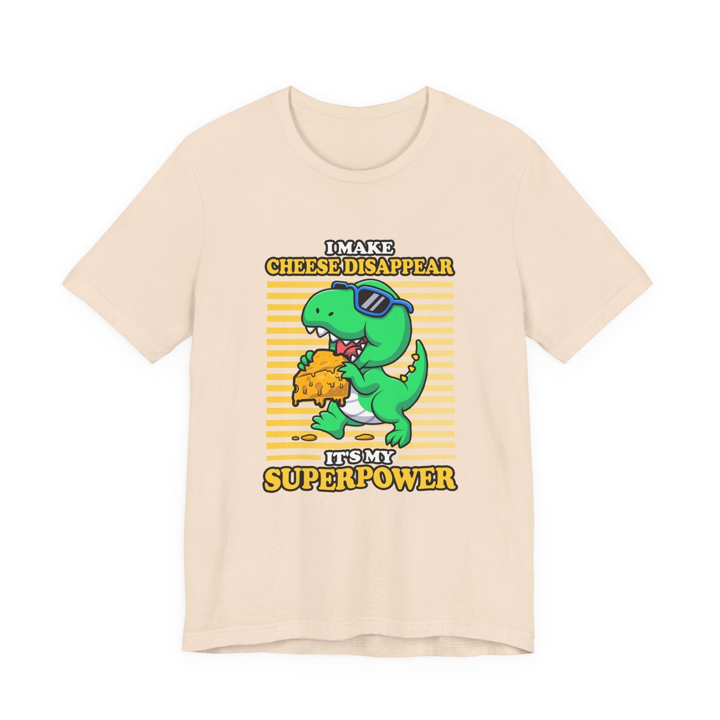 I Make Cheese Disappear T-Shirt – Cool Dinosaur With Sunglasses Running Away Humor Graphic Tee