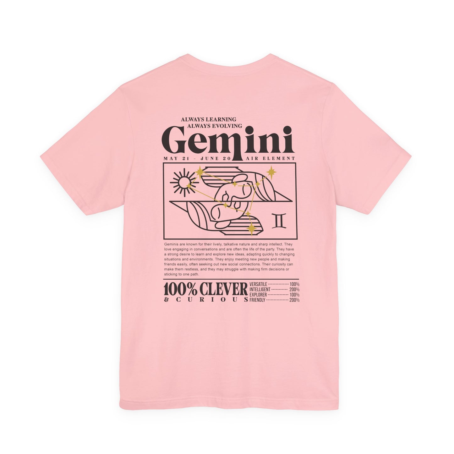 Gemini Zodiac T-Shirt – Clever and Curious Air Sign Graphic
