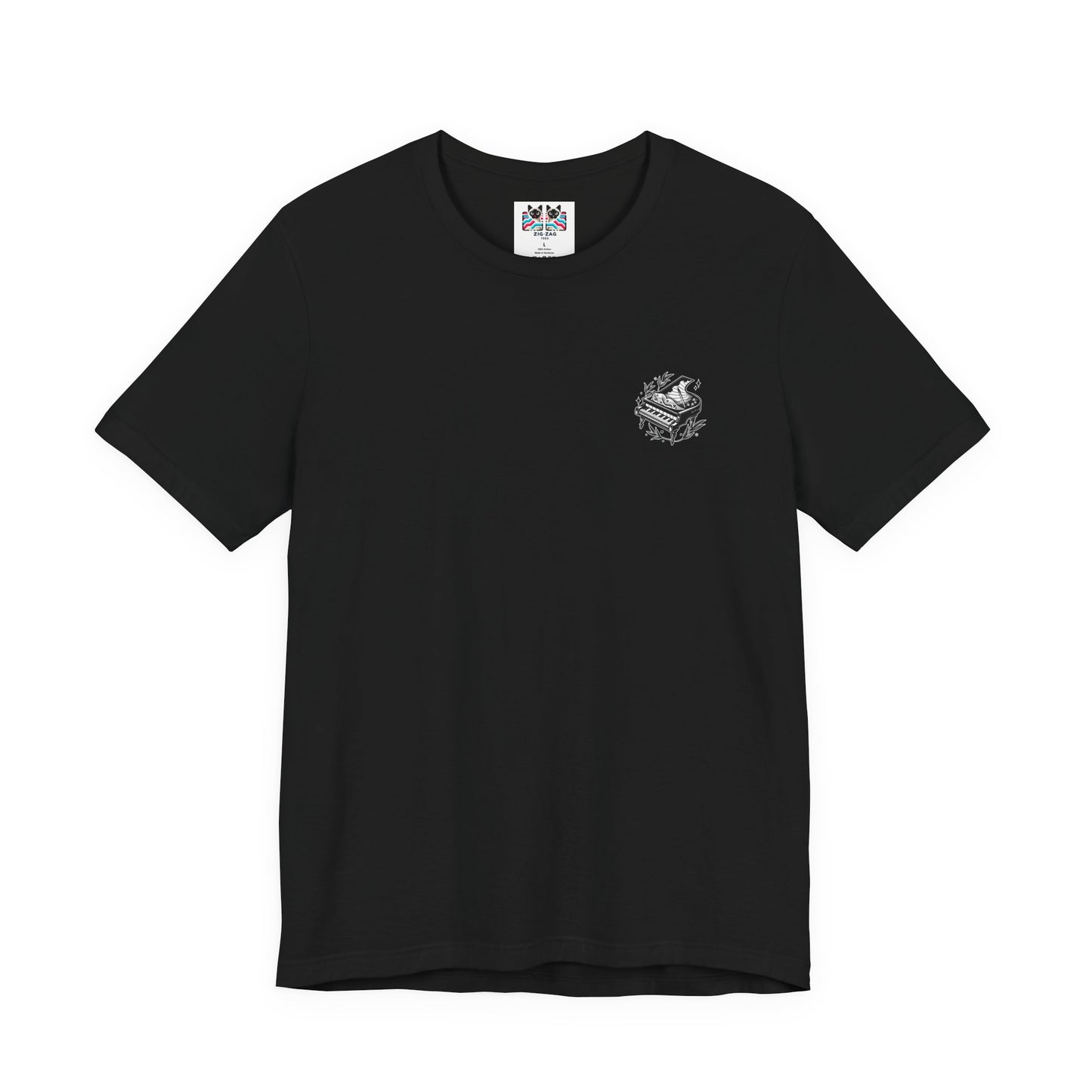 Grand Piano Story T-Shirt – Artistic Music Notes & Keys Graphic