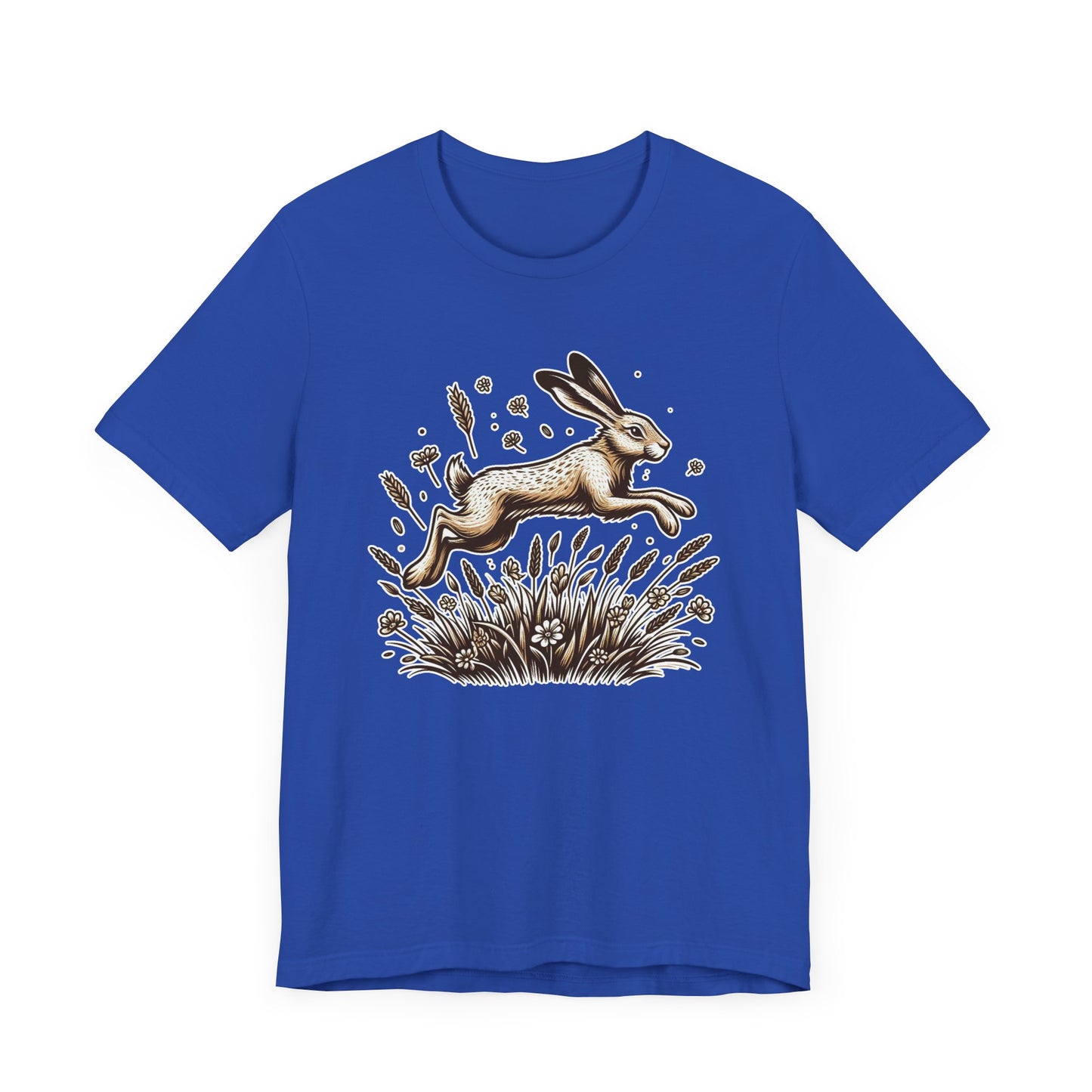 Leaping Lively Hare in Grain Field with Lush Grass Graphic T-Shirt