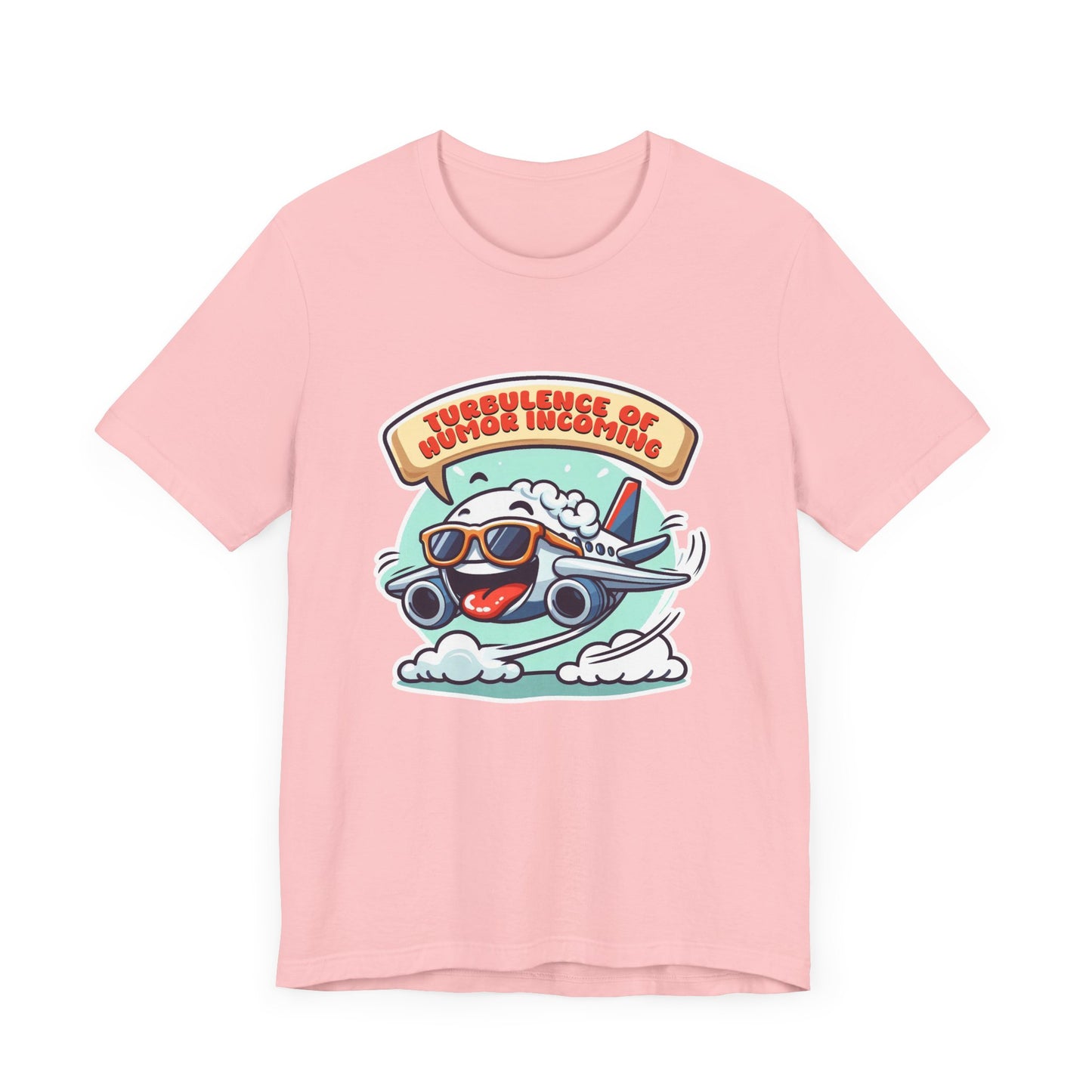 Turbulence of Humor Coming | Flight Landing with Smiling Face & Sunglasses Graphic T-Shirt