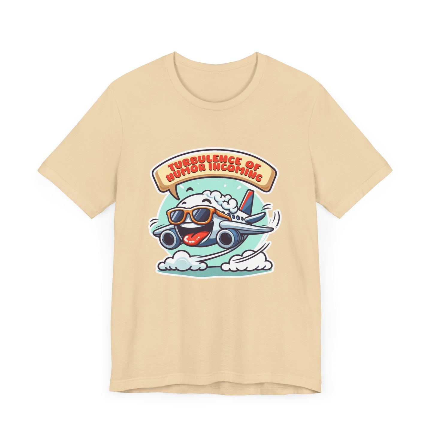 Turbulence of Humor Coming | Flight Landing with Smiling Face & Sunglasses Graphic T-Shirt