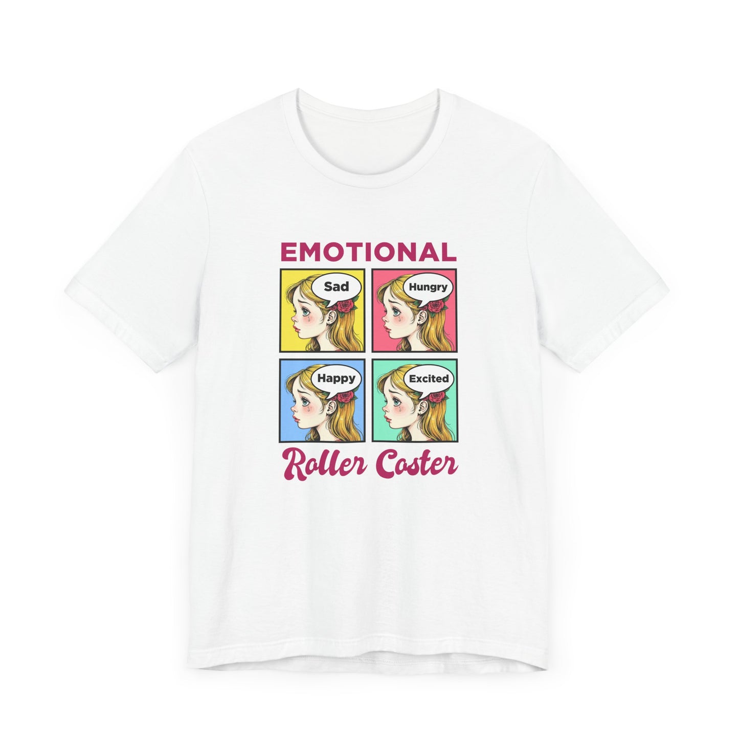 Emotional Roller Coaster – Four Faces, One Journey Graphic T-Shirt