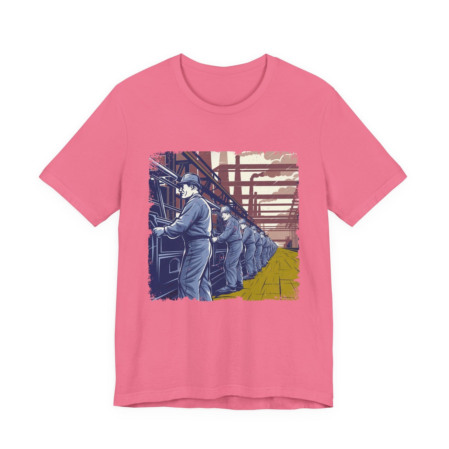 Factory Life, 1800s Edition Tshirt – Assembly Line Workers and Historic Factory Scene