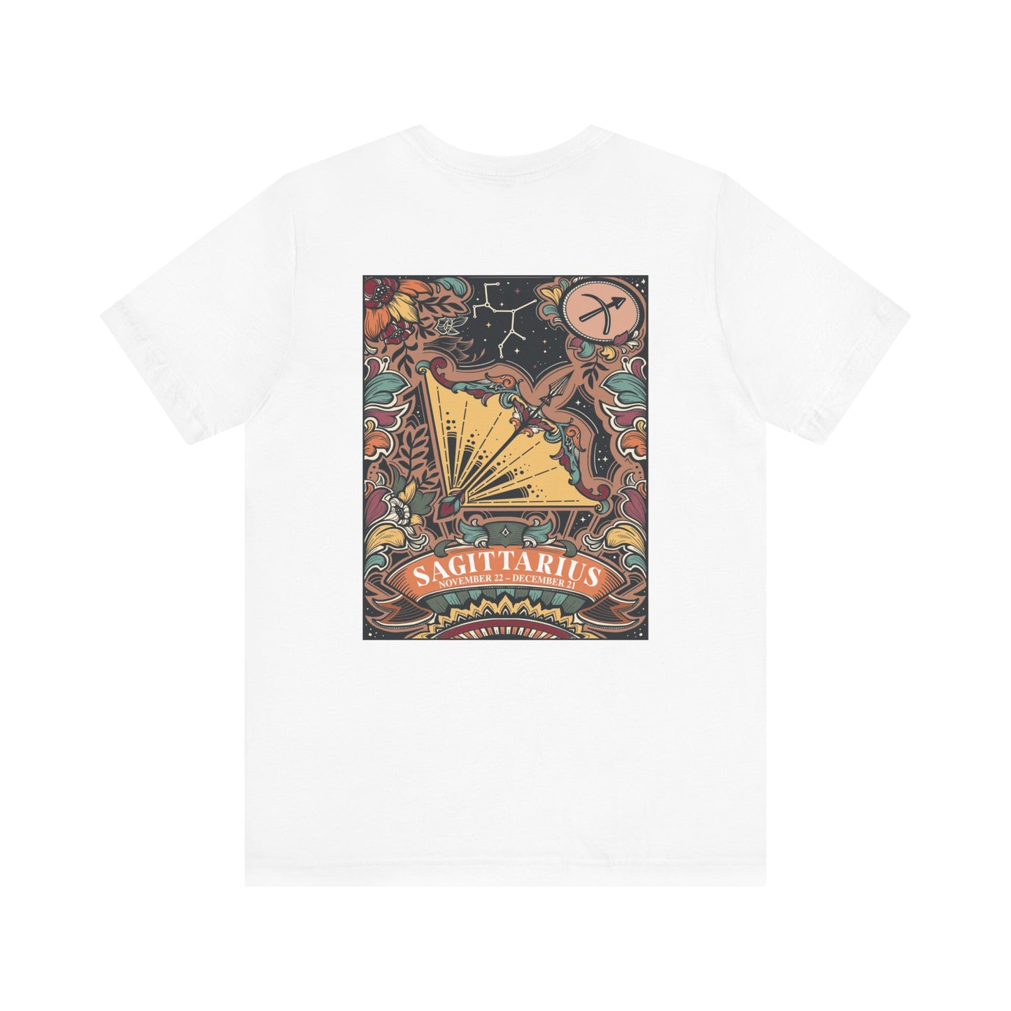 Sagittarius Zodiac T-Shirt – Constellation and Abstract Floral Design