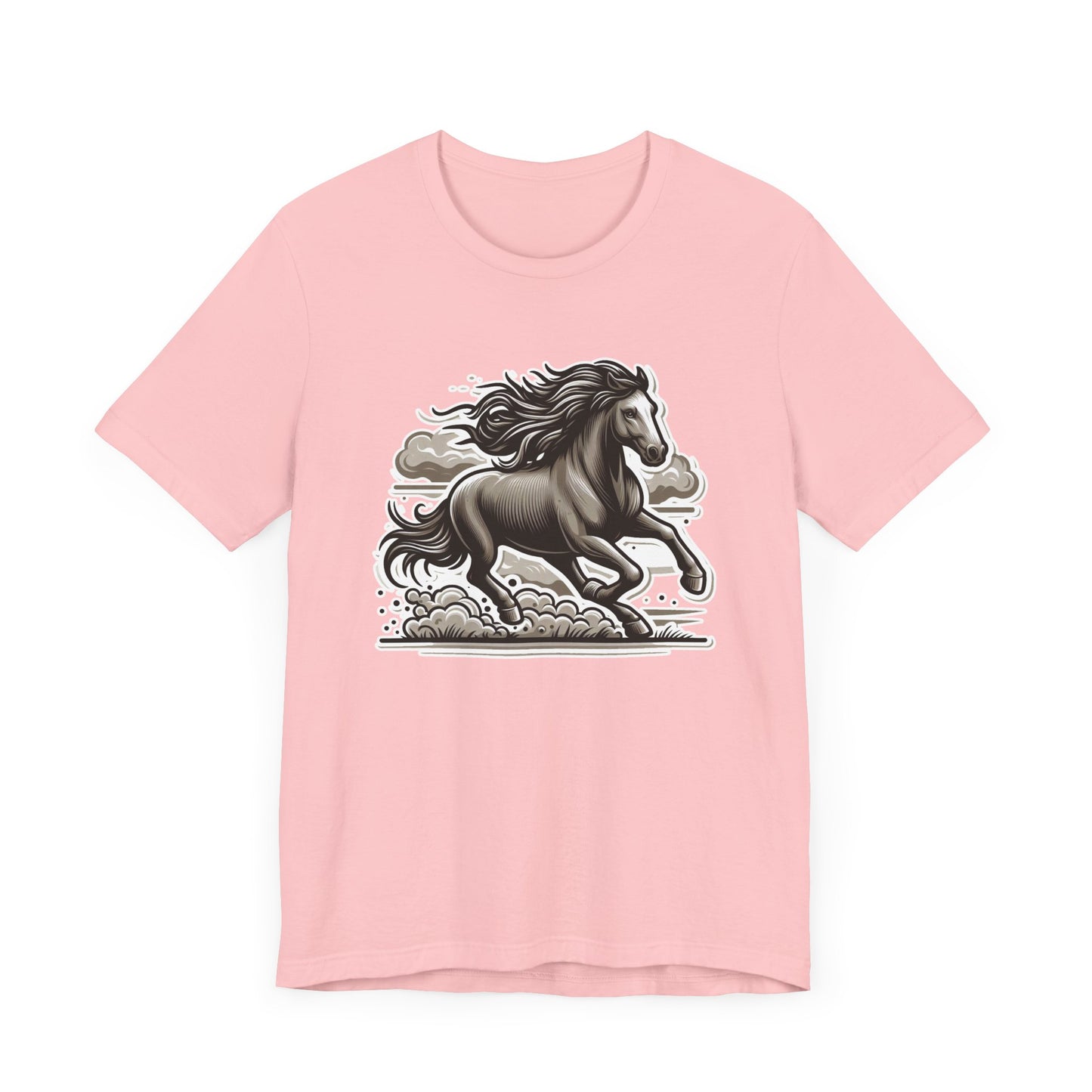 Wild Mustang Running Free with Dust and Dramatic Clouds Graphic T-Shirt