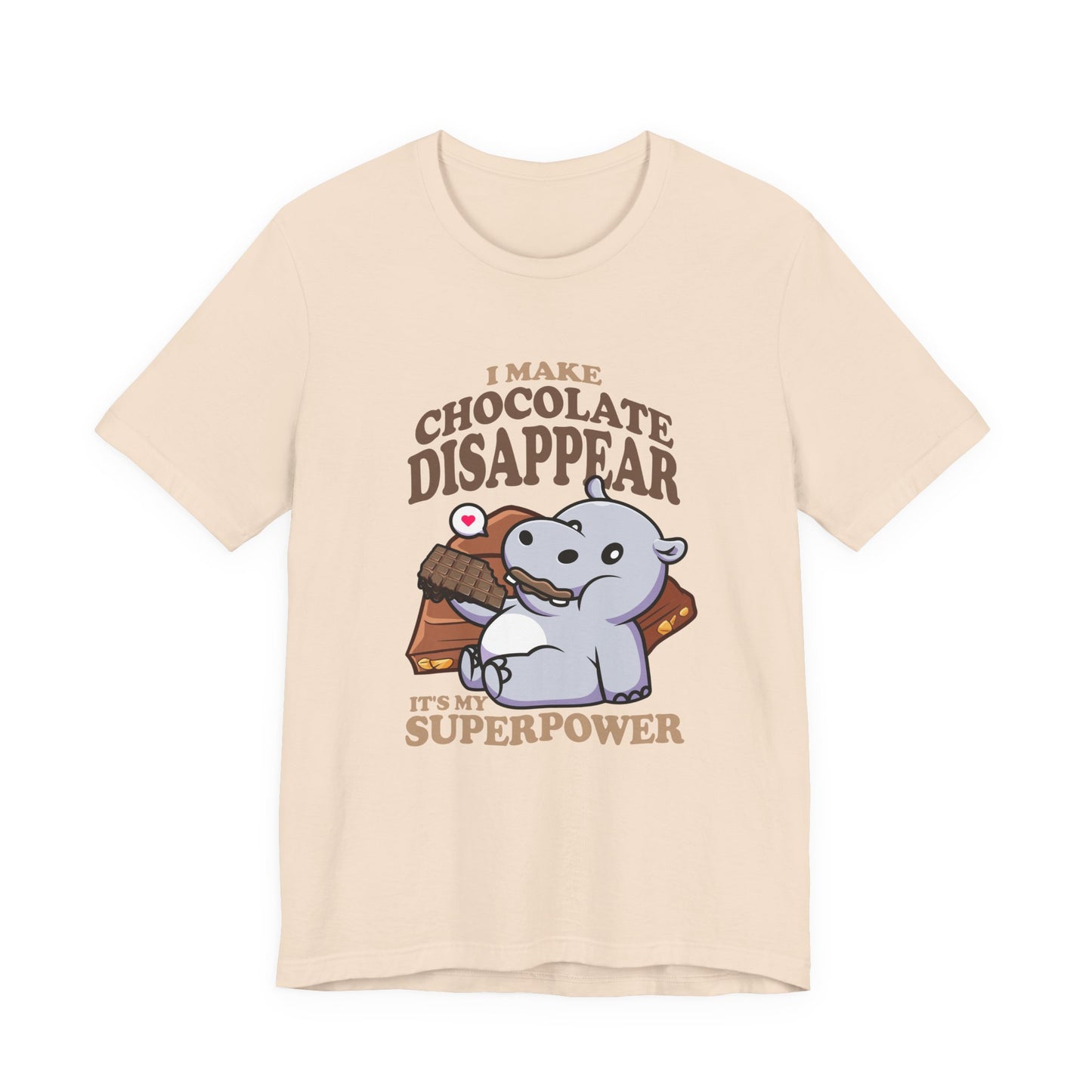 I Make Chocolate Disappear T-Shirt – Adorable Baby Rhino With Chocolate Funny Super Power Graphic Tee