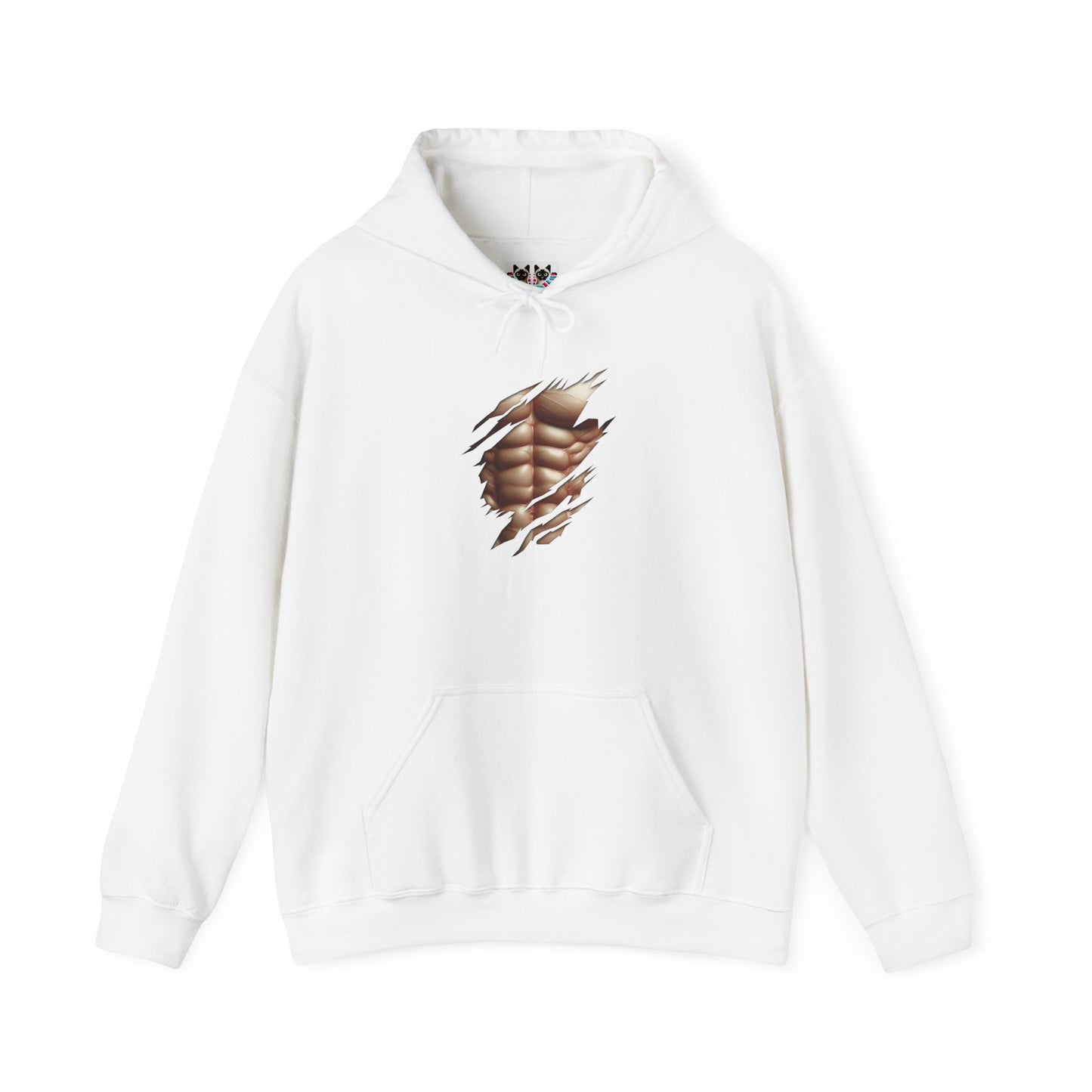 Fake Muscles Ripped Torn Chest - Six Pack Abs Workout Hoodie